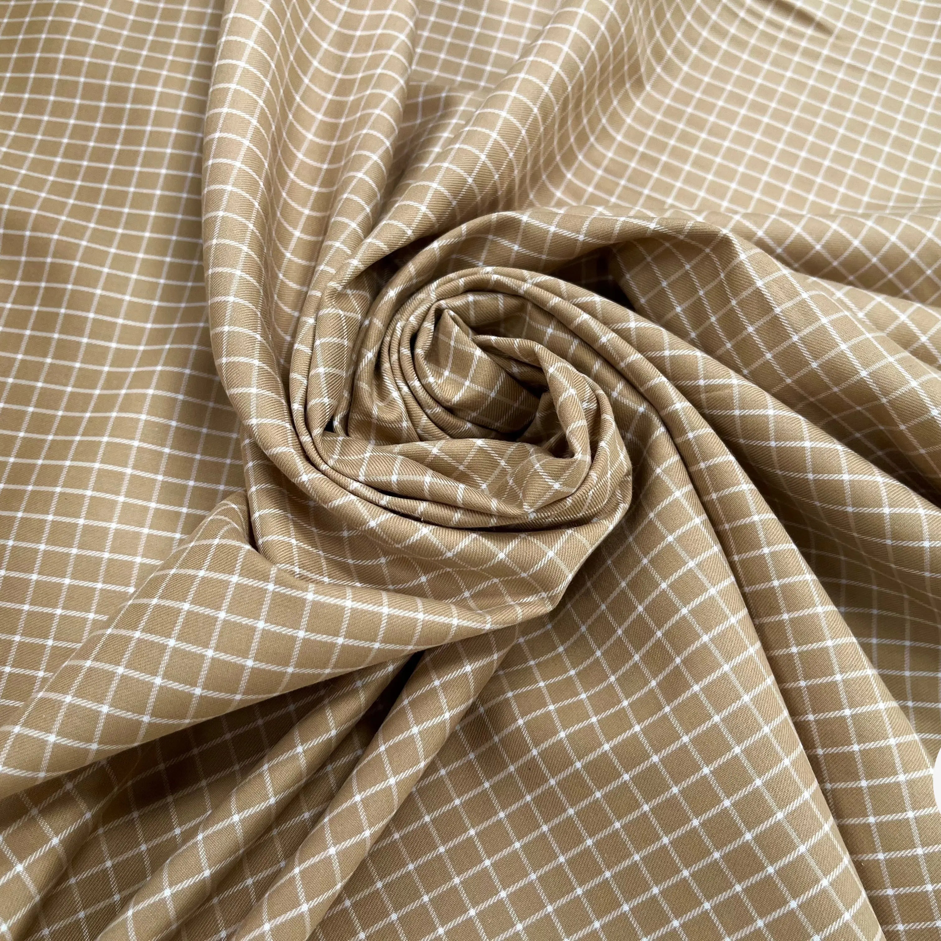 TISSU SURCHEMISE TRAPPEUR BEIGE À CARREAUX - My Little Coupon