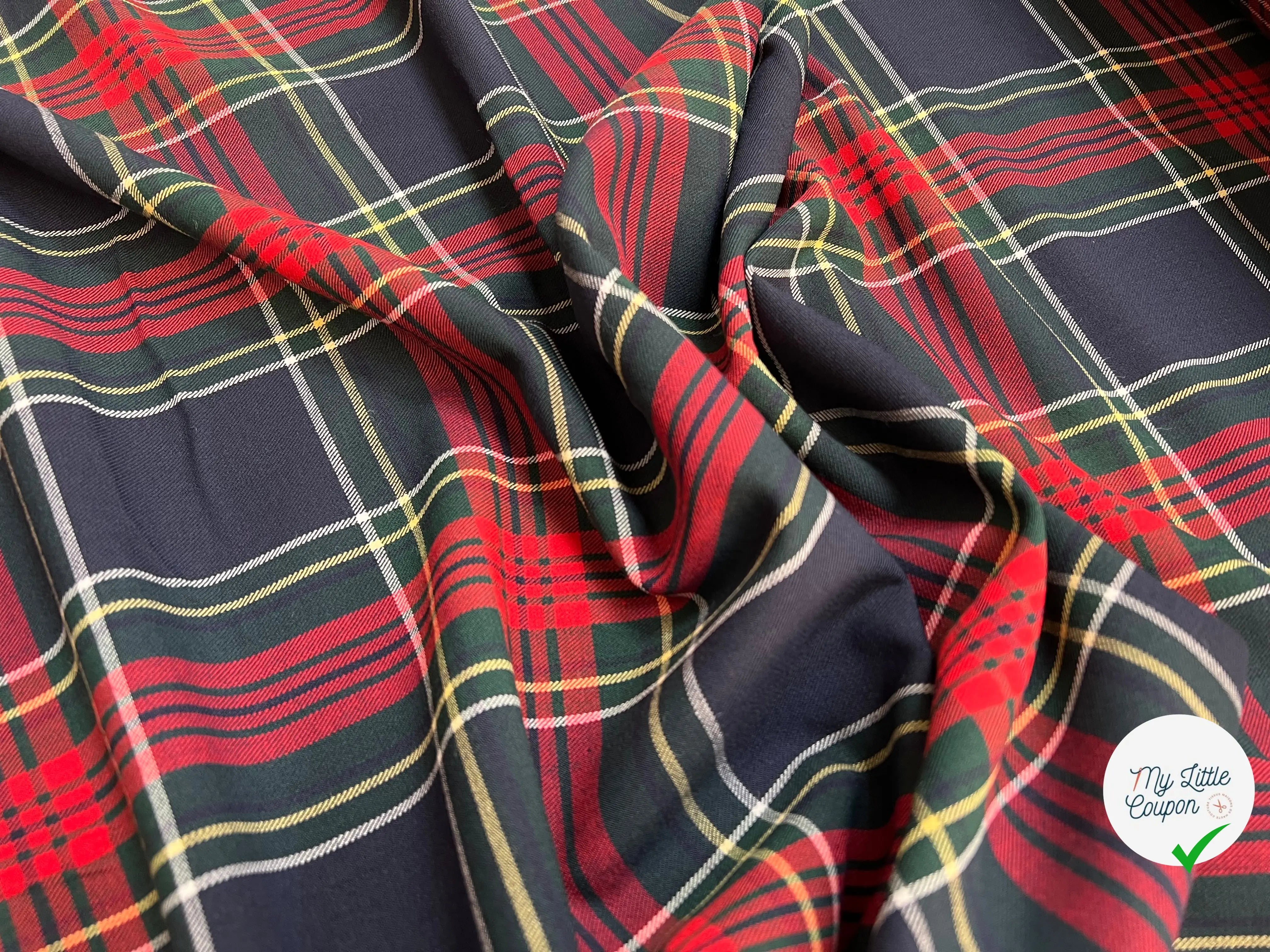 TISSU TARTAN CARREAUX POLYVISCOSE STRETCH - My Little Coupon