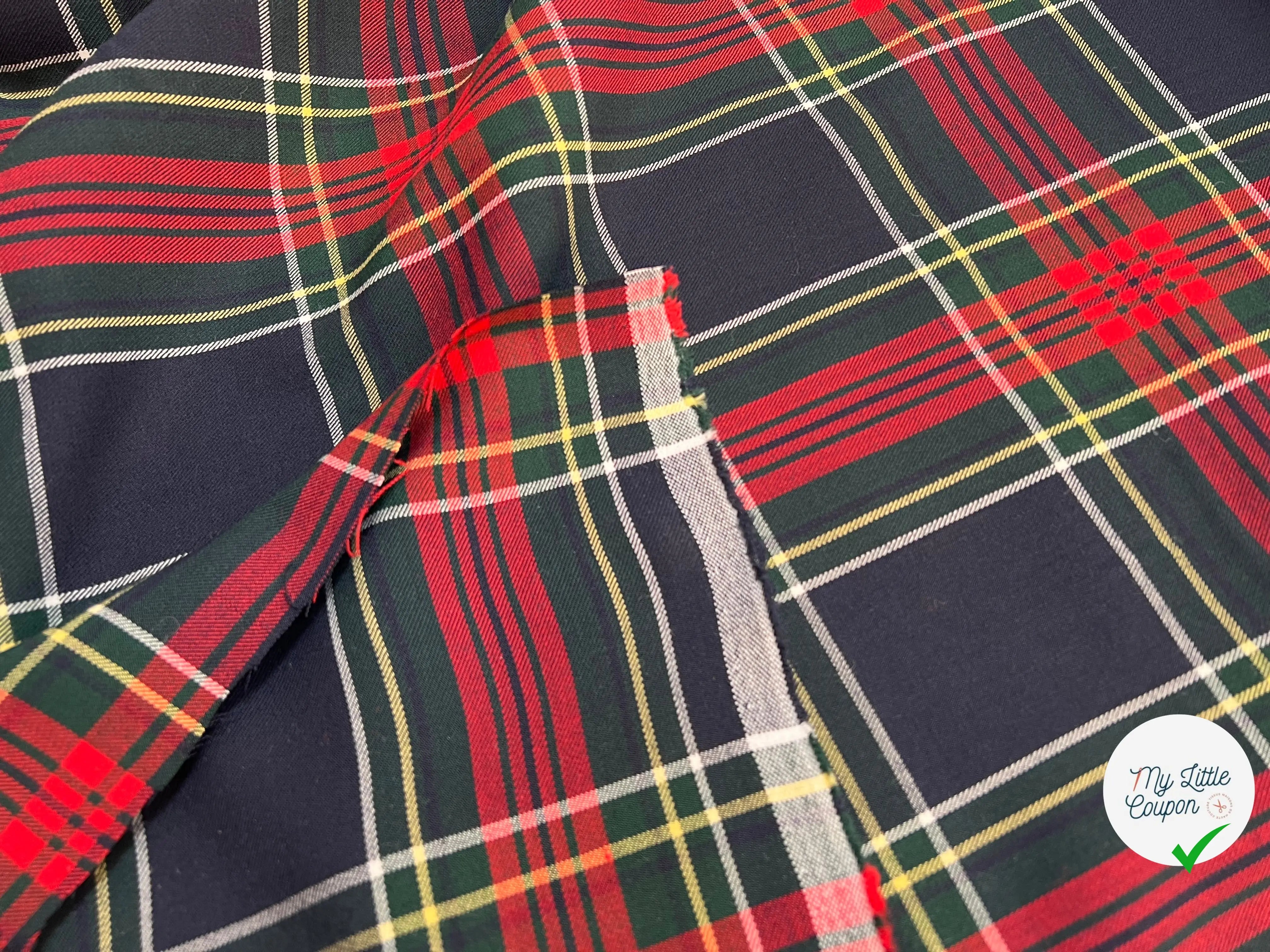 TISSU TARTAN CARREAUX POLYVISCOSE STRETCH - My Little Coupon