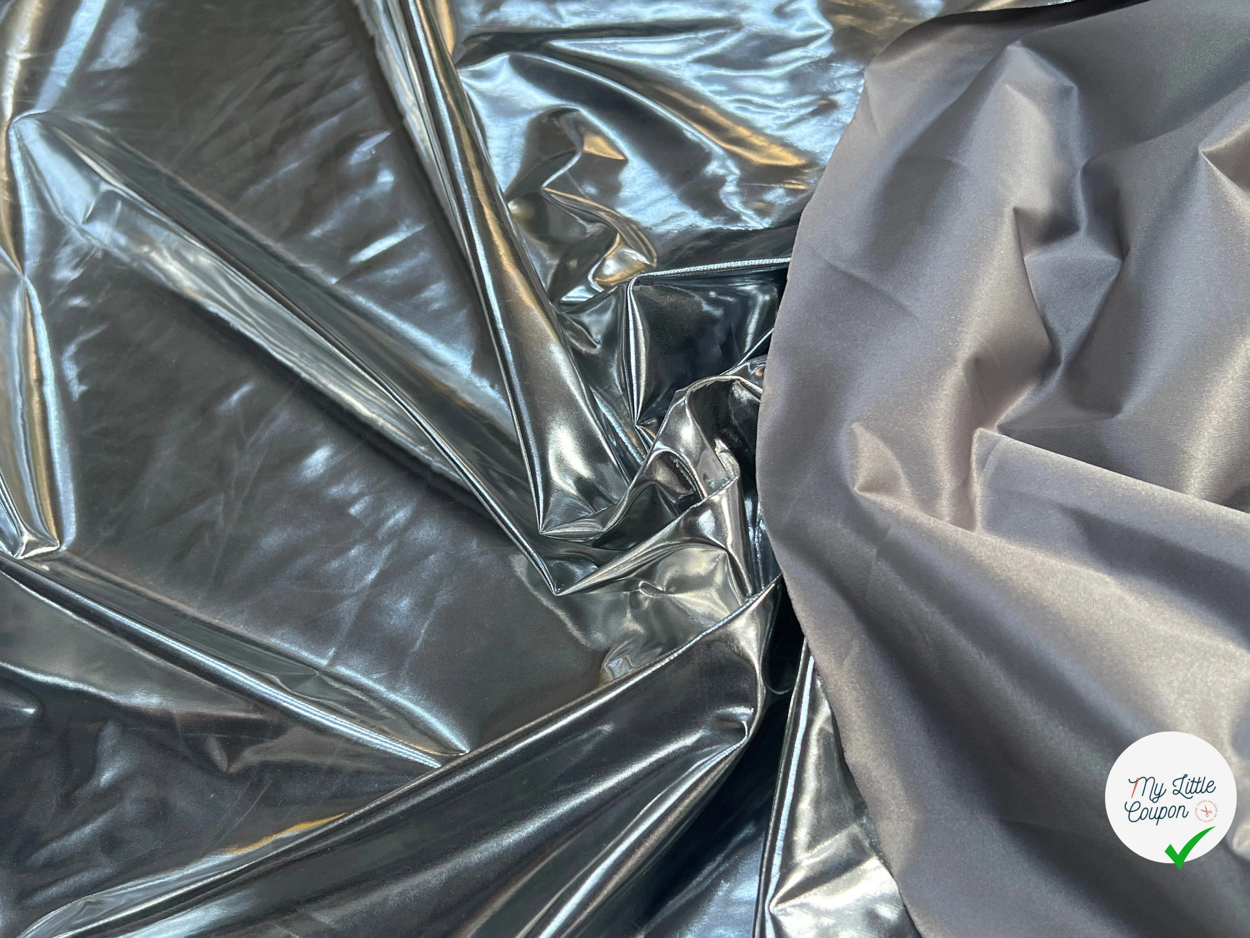 TISSU TECHNIQUE SATIN ARGENTÉ LÉGEREMENT STRETCH - My Little Coupon