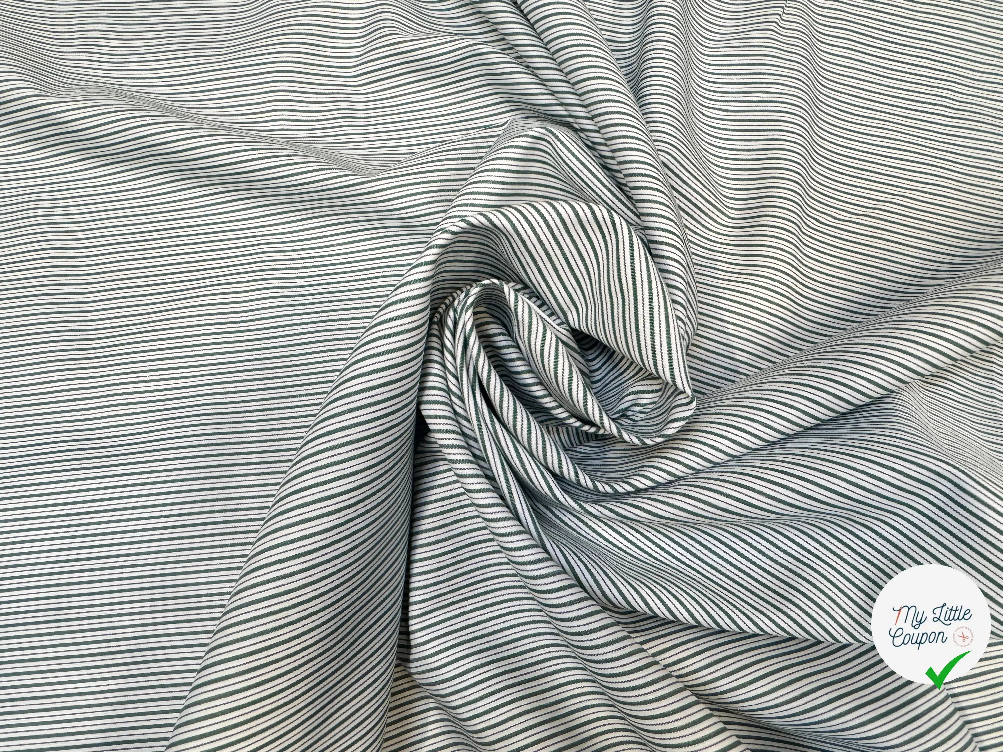 TISSU VERT POPELINE - TOILE RAYÉE VERT - My Little Coupon