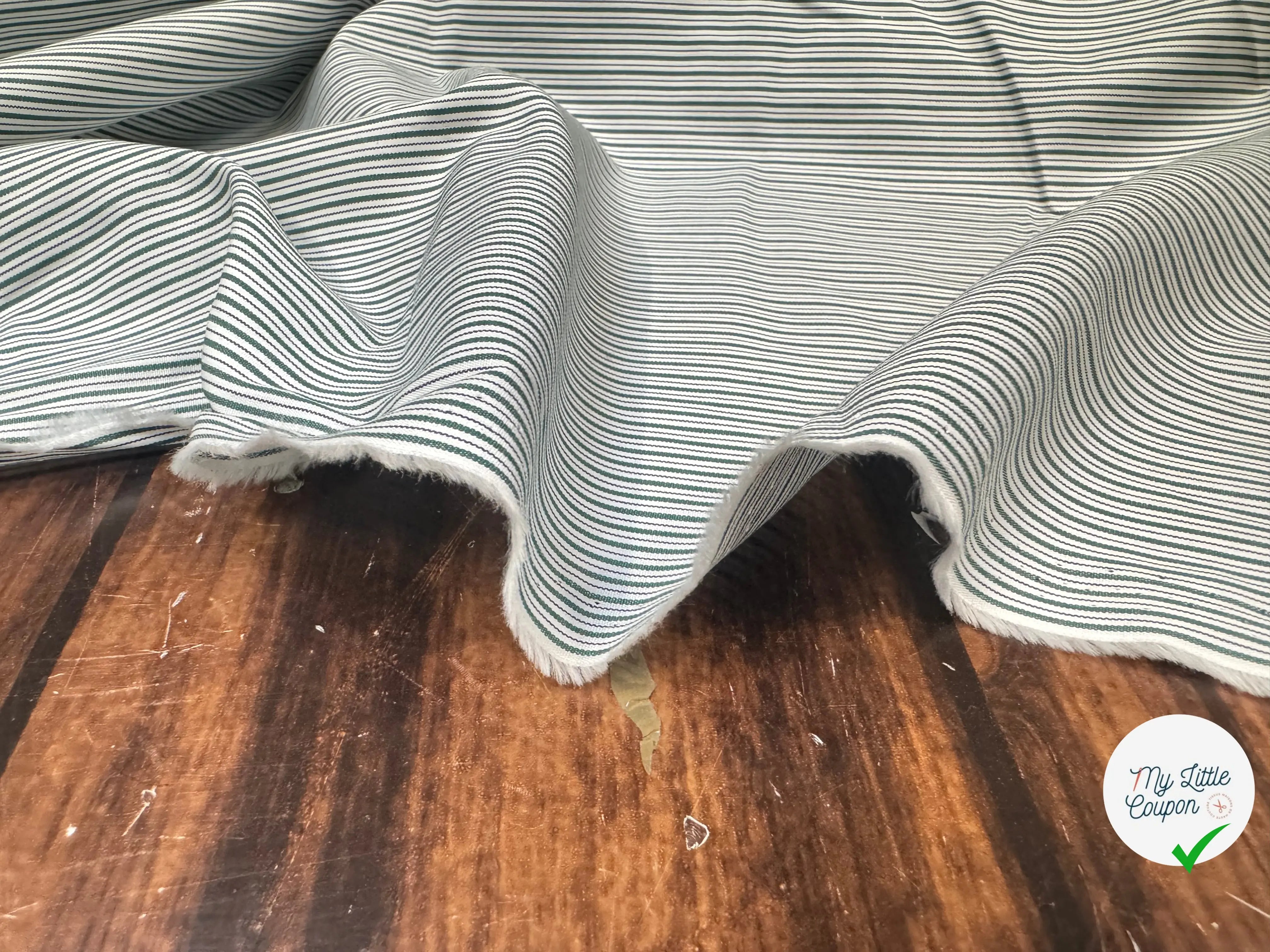 TISSU VERT POPELINE - TOILE RAYÉE VERT - My Little Coupon
