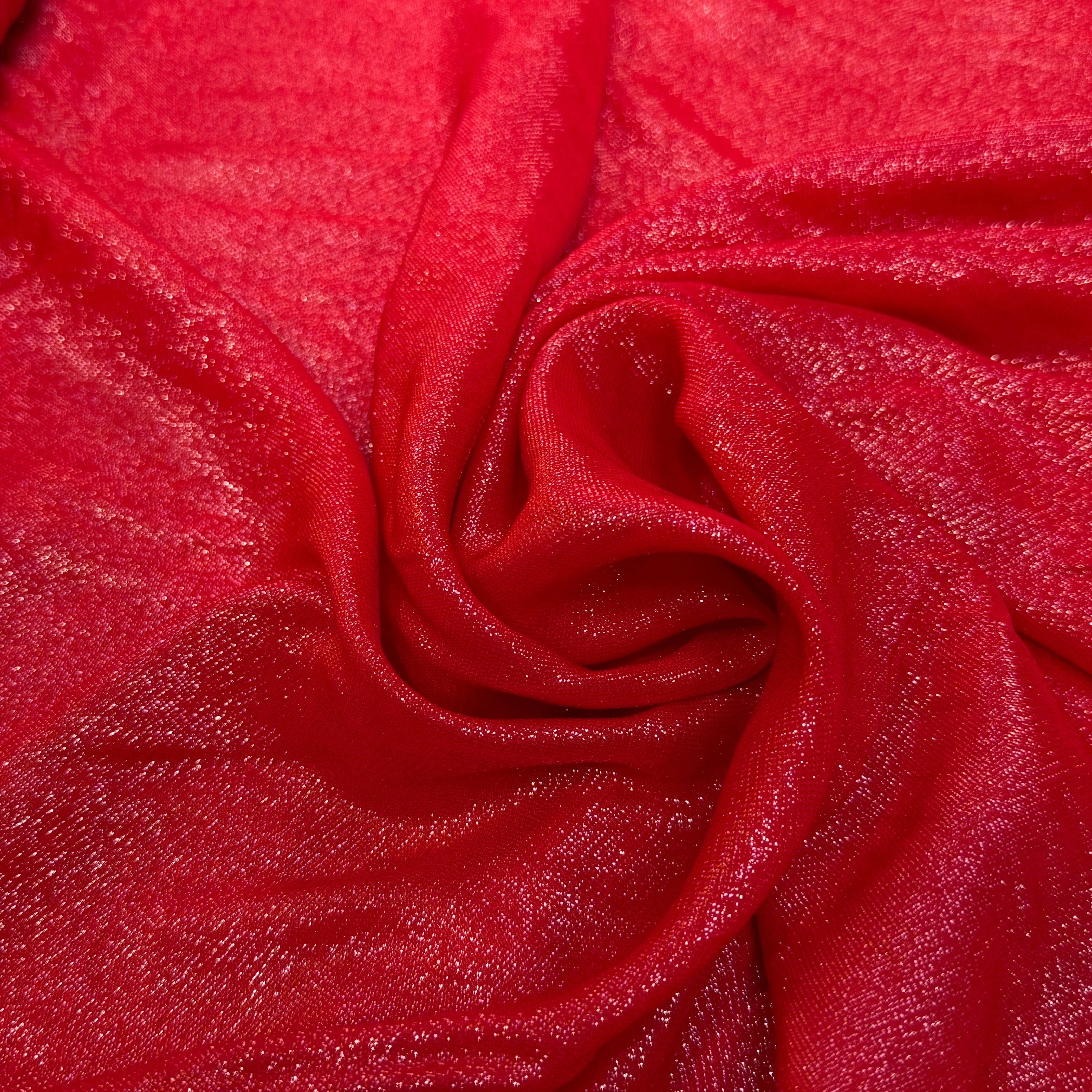 TISSU VISCOSE POLYAMIDE FLUIDE SCINTILLANT ROUGE 82% VISCOSE - My Little Coupon