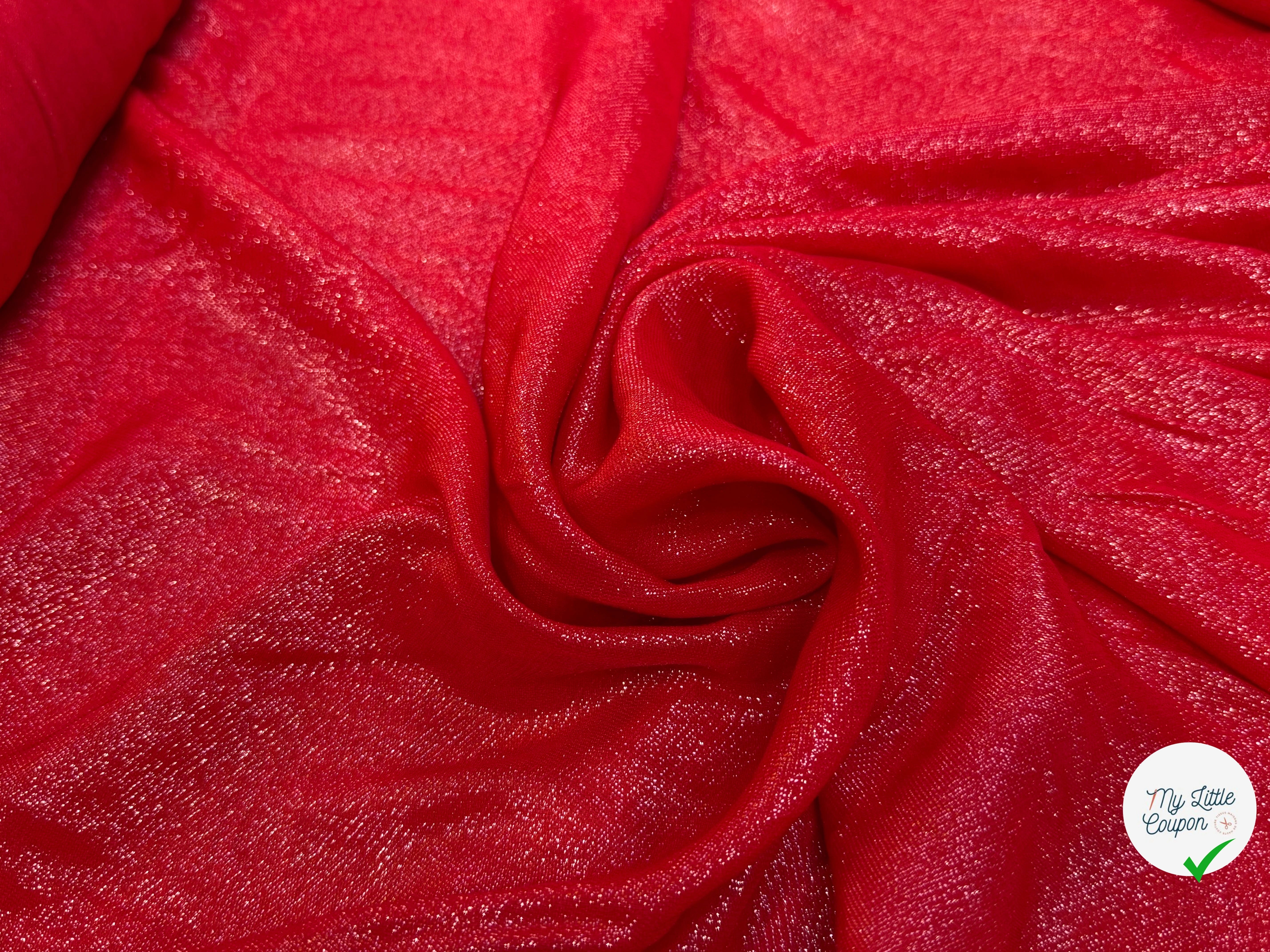 TISSU VISCOSE POLYAMIDE FLUIDE SCINTILLANT ROUGE 82% VISCOSE - My Little Coupon