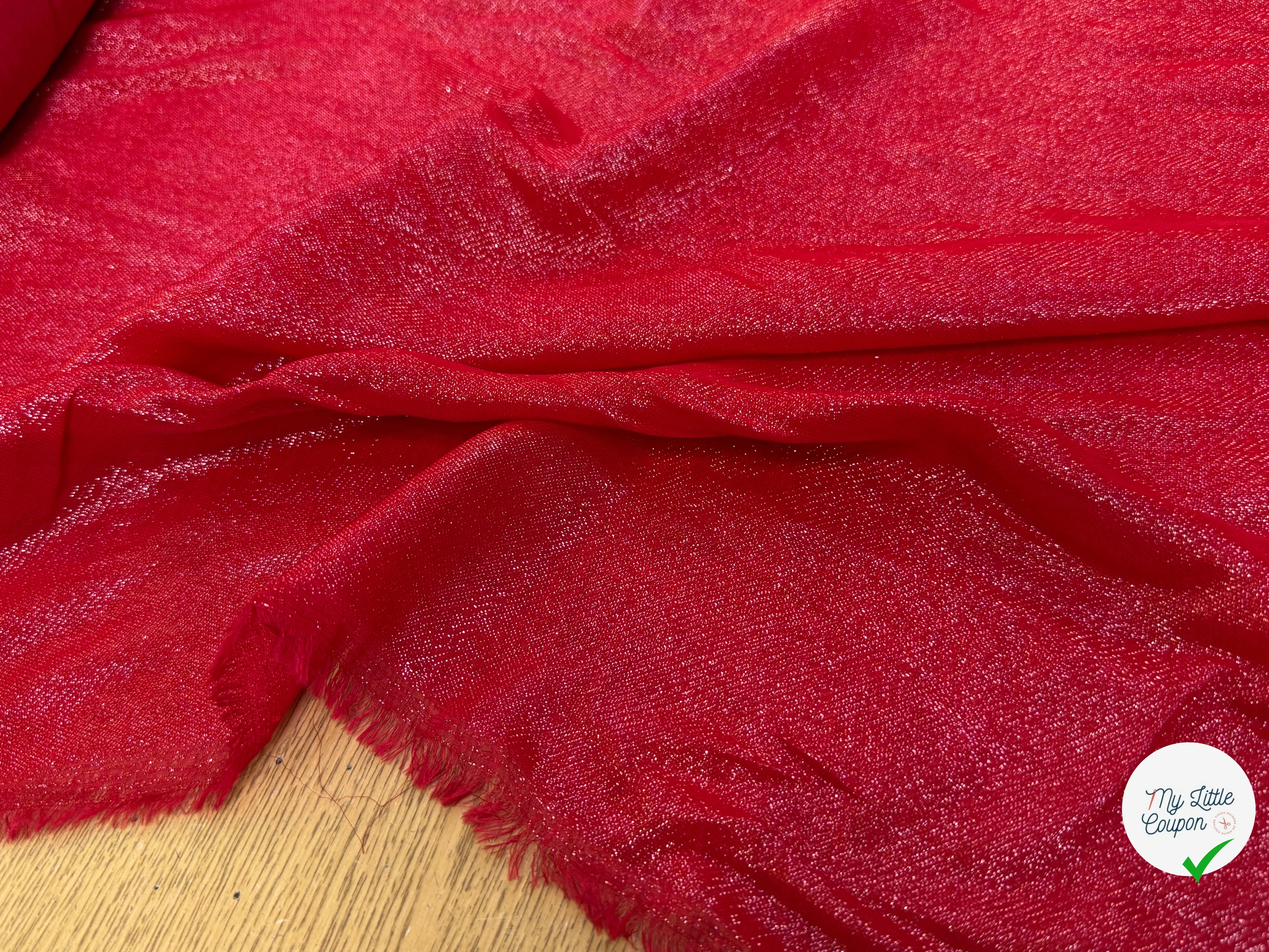 TISSU VISCOSE POLYAMIDE FLUIDE SCINTILLANT ROUGE 82% VISCOSE - My Little Coupon