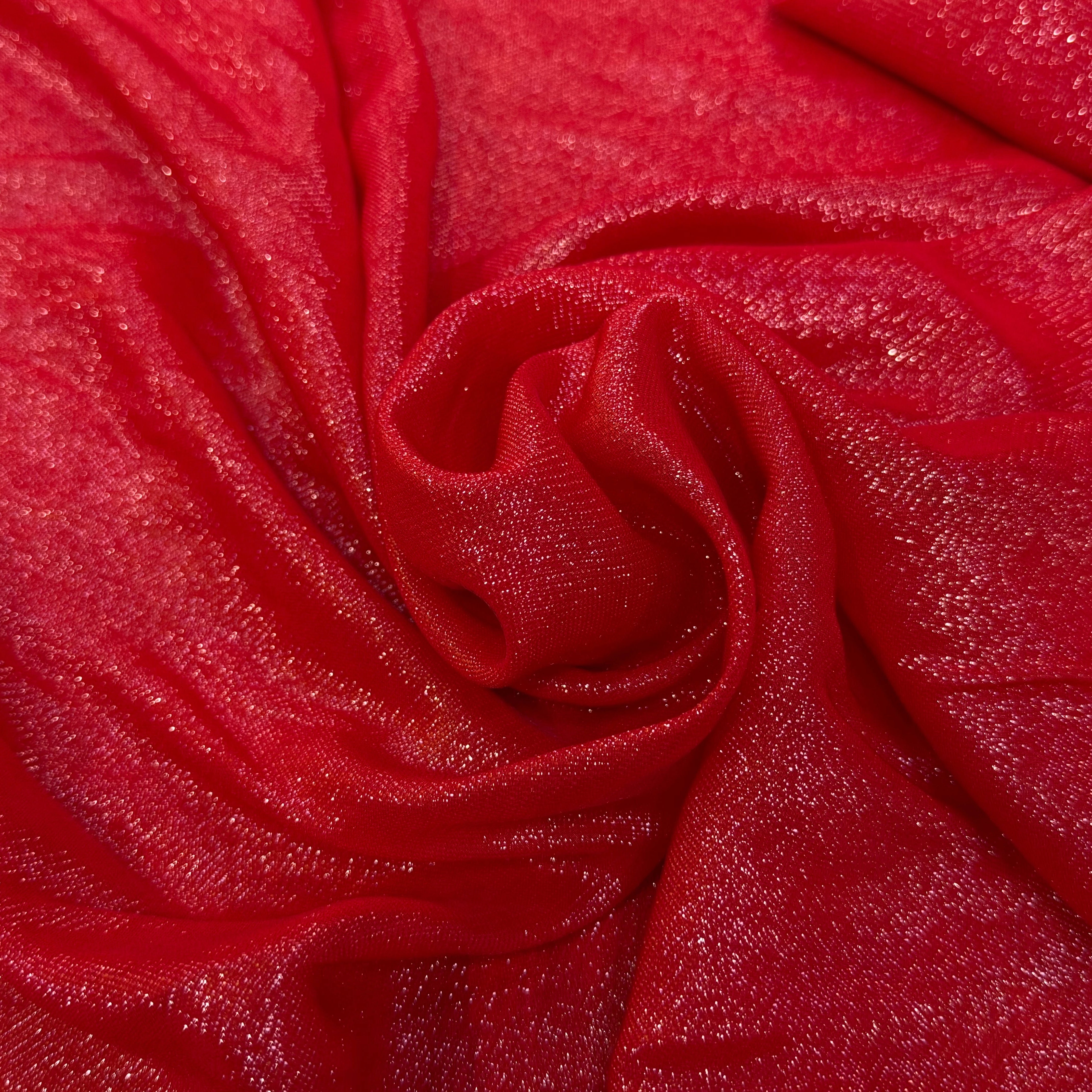 TISSU VISCOSE POLYAMIDE FLUIDE SCINTILLANT ROUGE 82% VISCOSE - My Little Coupon