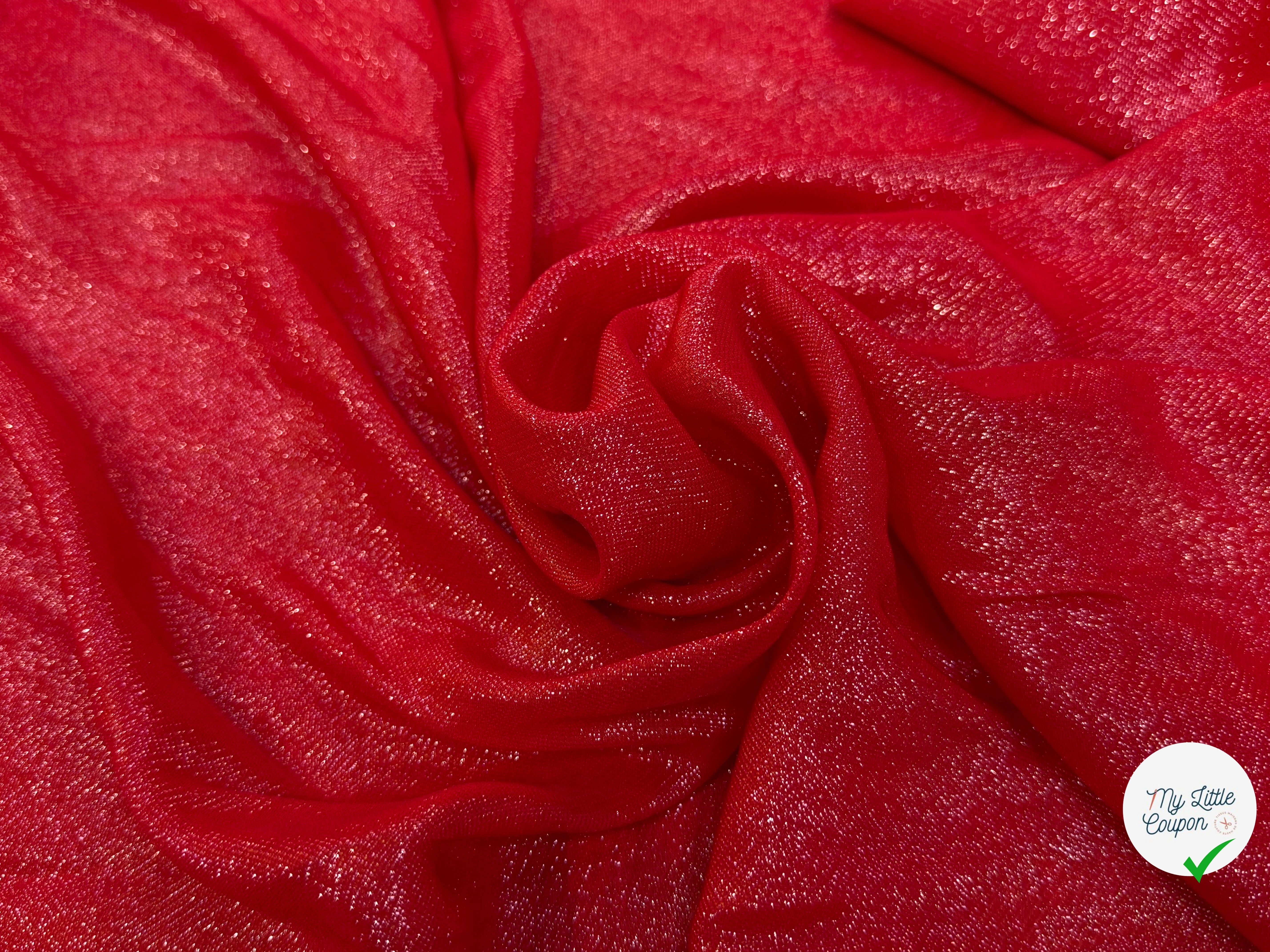 TISSU VISCOSE POLYAMIDE FLUIDE SCINTILLANT ROUGE 82% VISCOSE - My Little Coupon