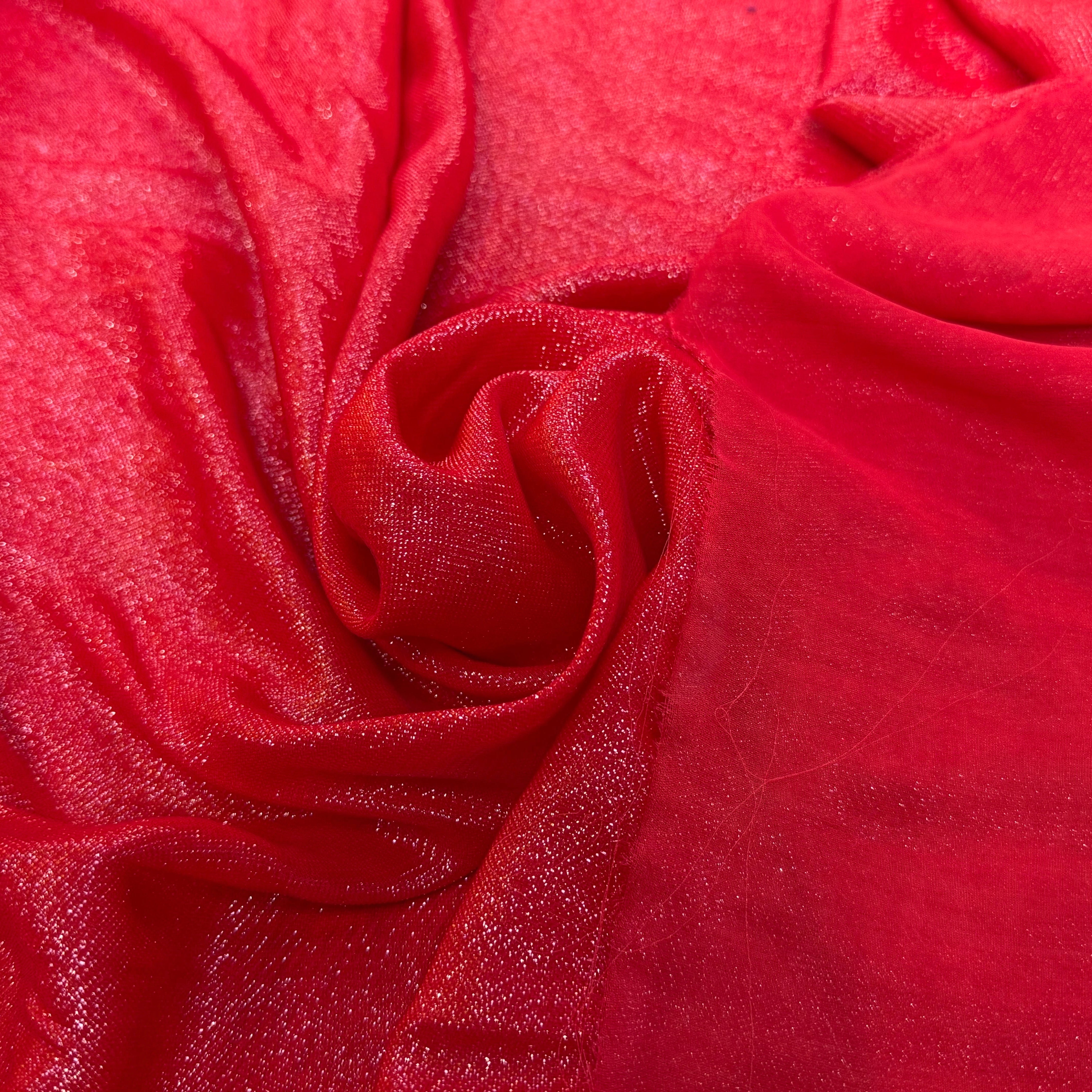 TISSU VISCOSE POLYAMIDE FLUIDE SCINTILLANT ROUGE 82% VISCOSE - My Little Coupon