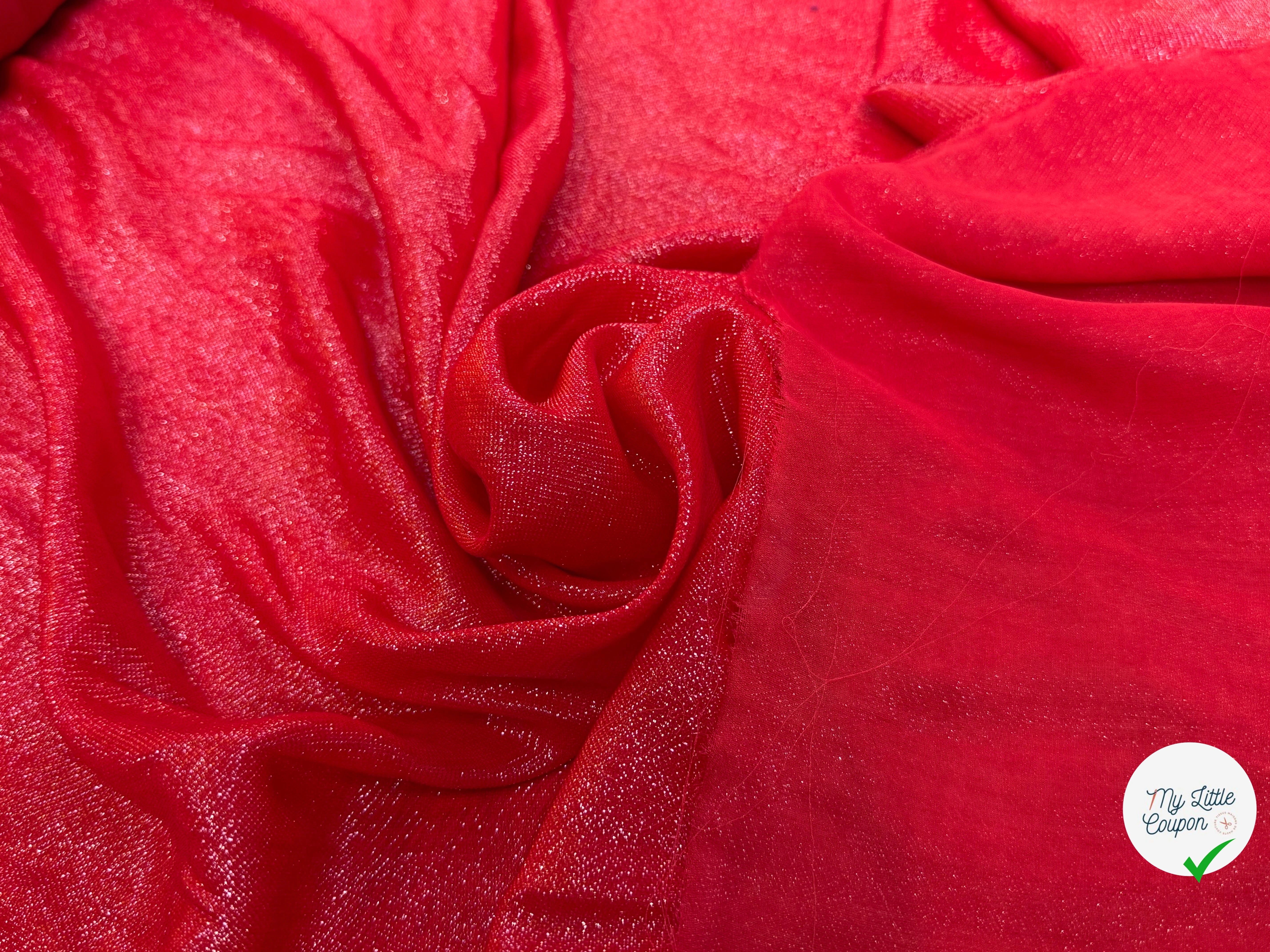 TISSU VISCOSE POLYAMIDE FLUIDE SCINTILLANT ROUGE 82% VISCOSE - My Little Coupon
