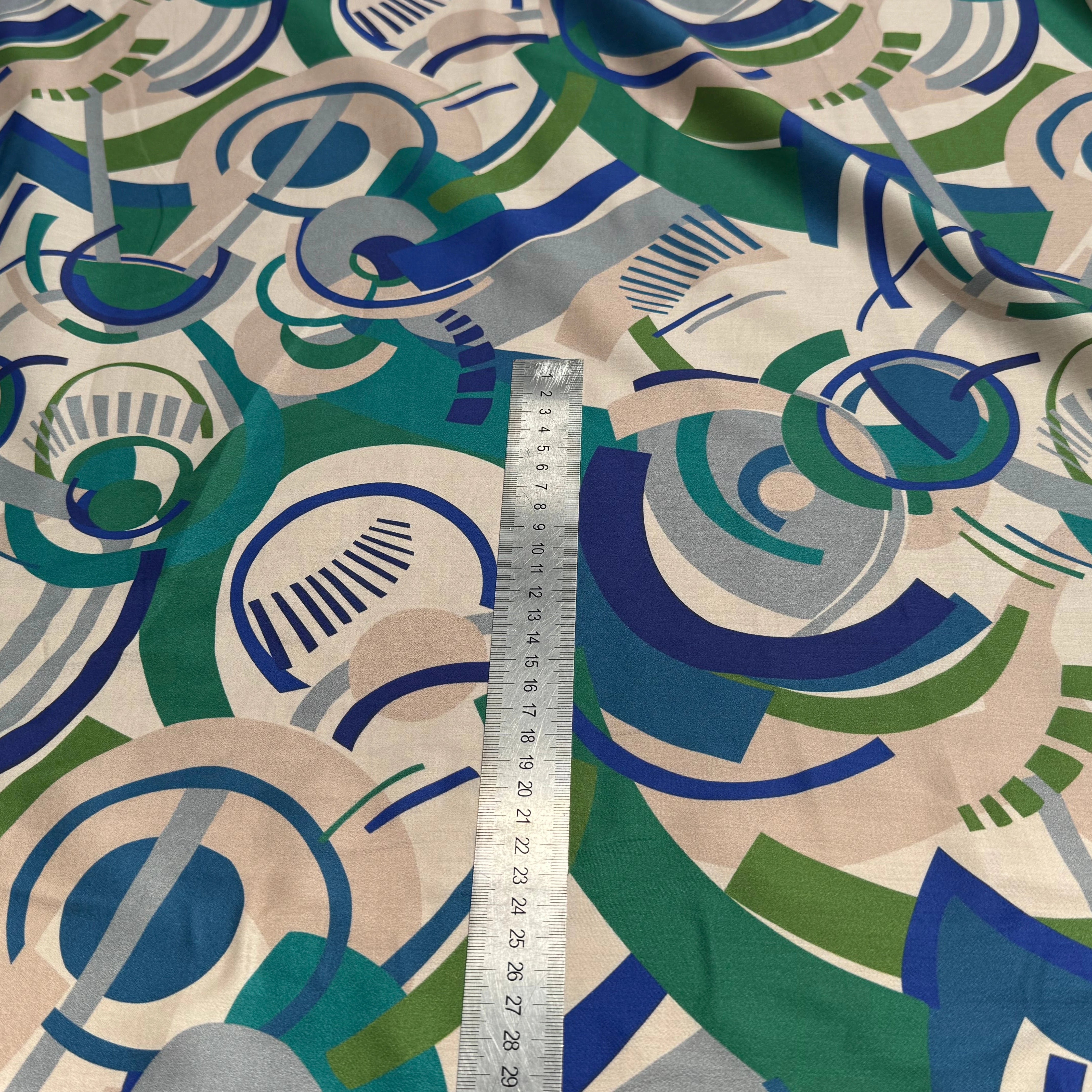 TISSU VOILE DE COTON IMPRIMÉ GRAPHIQUE VERT NINFEA MANEGE VERT - My Little Coupon