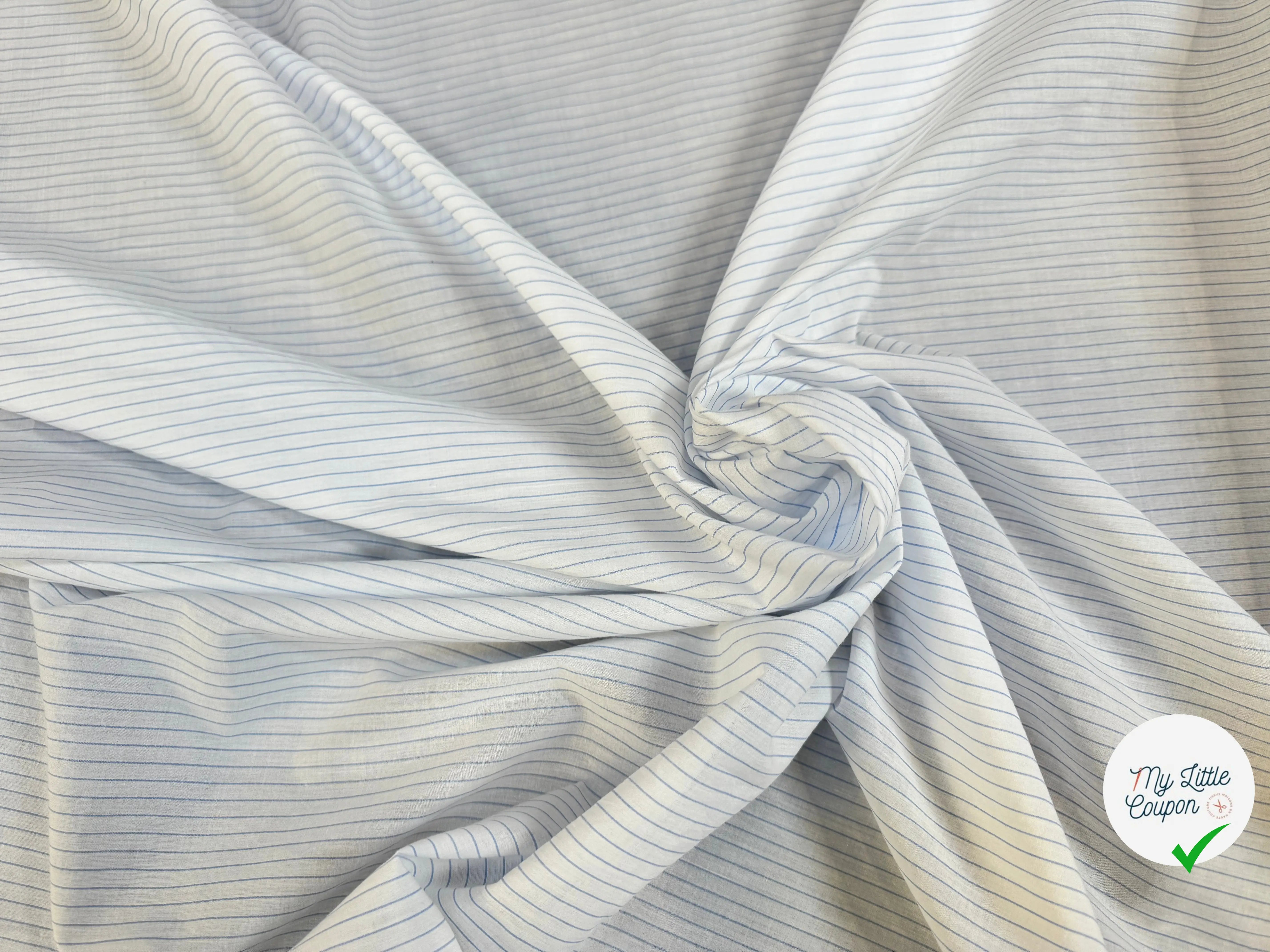 TISSU VOILE IMPRIMÉ RAYURES BLEUES - My Little Coupon