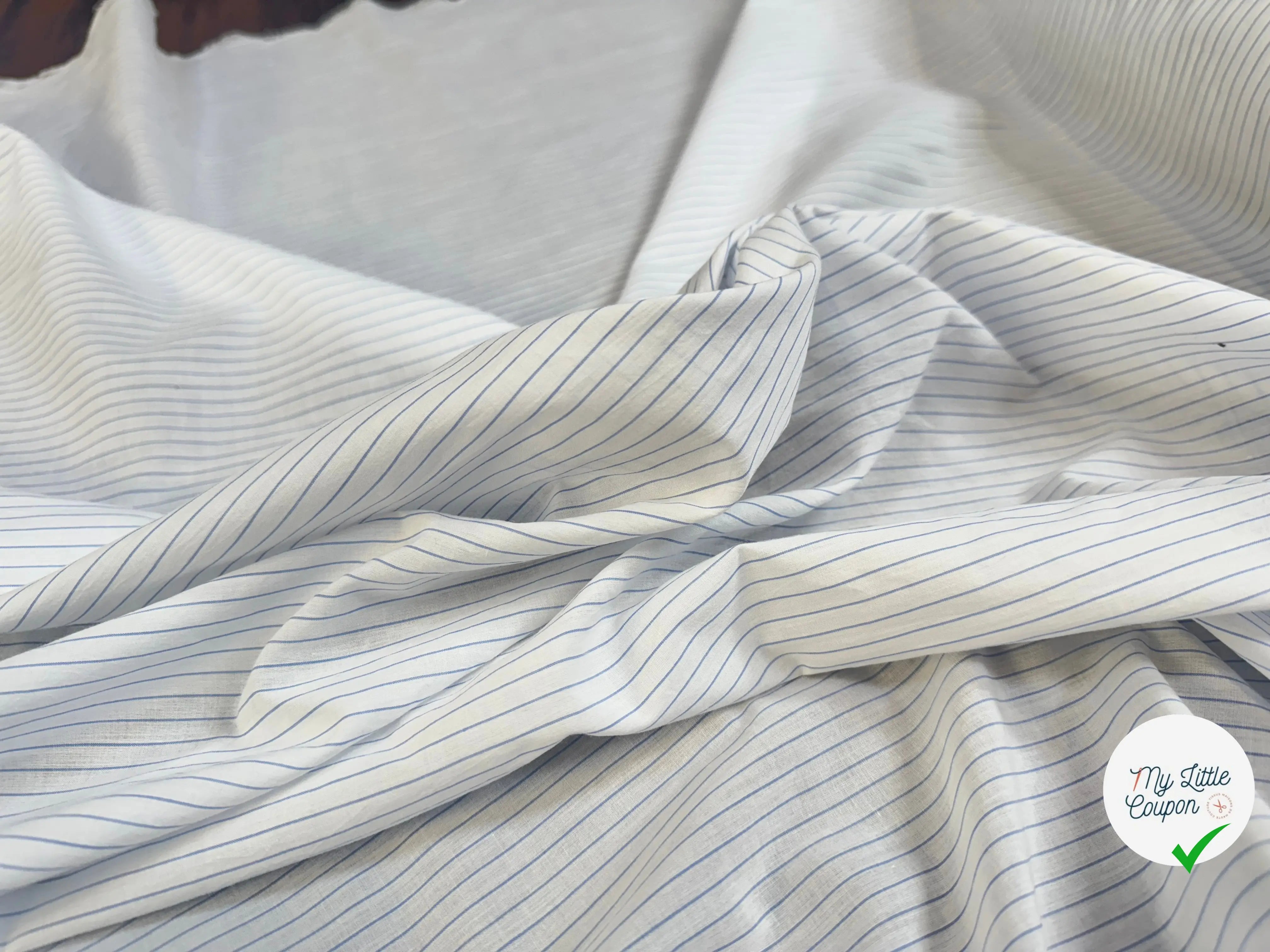 TISSU VOILE IMPRIMÉ RAYURES BLEUES - My Little Coupon