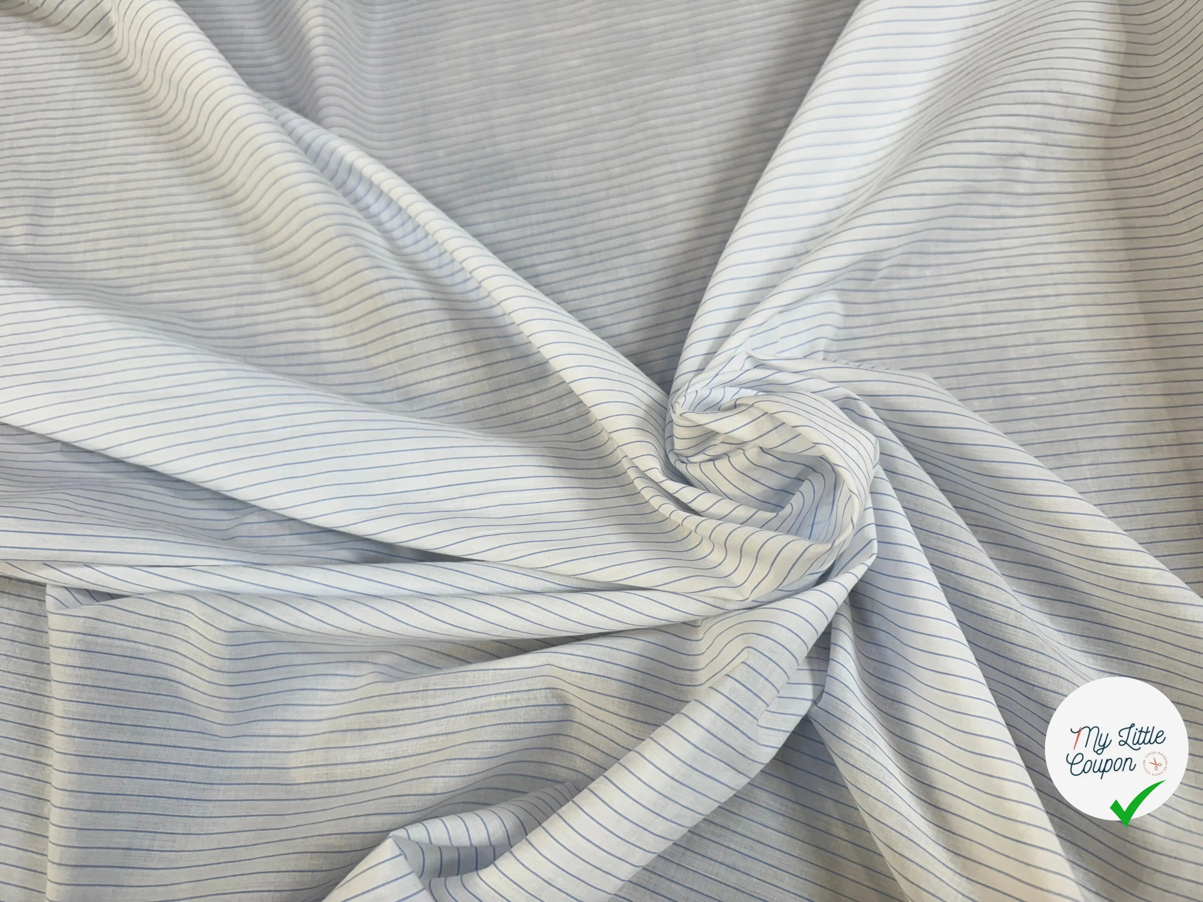 TISSU VOILE IMPRIMÉ RAYURES BLEUES - My Little Coupon