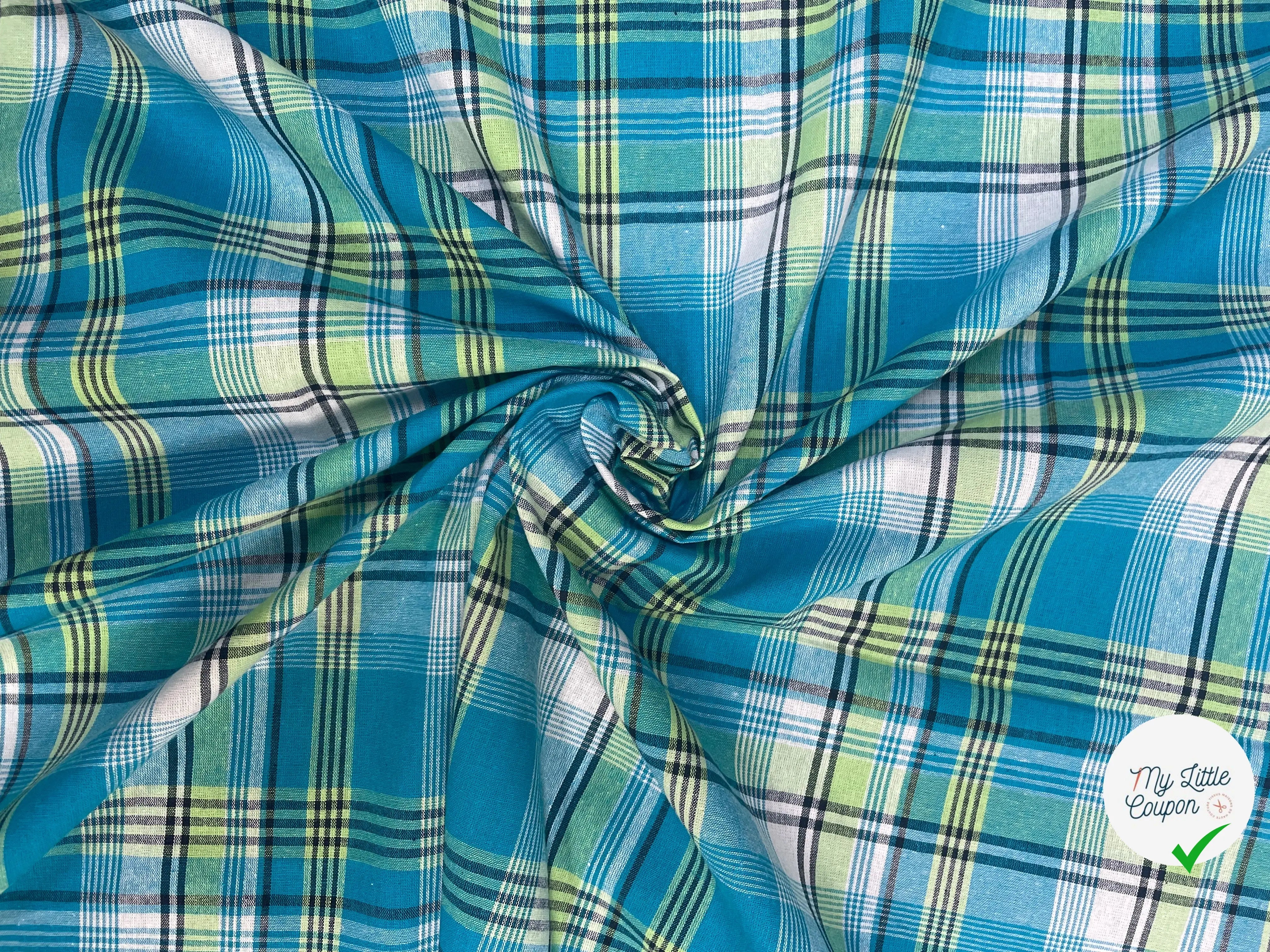 TISSUS MADRAS CARREAUX BLEU - My Little Coupon