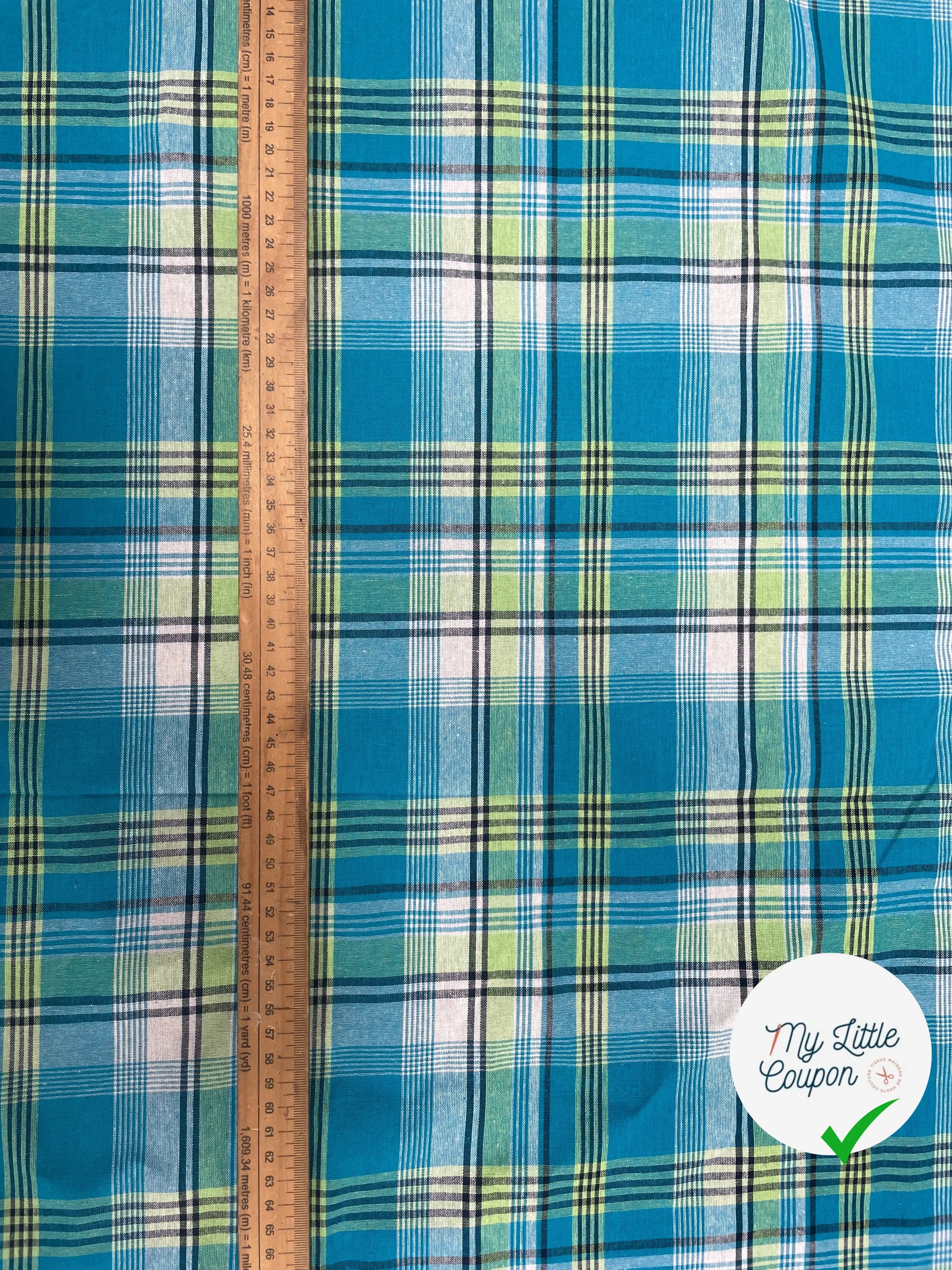 TISSUS MADRAS CARREAUX BLEU - My Little Coupon