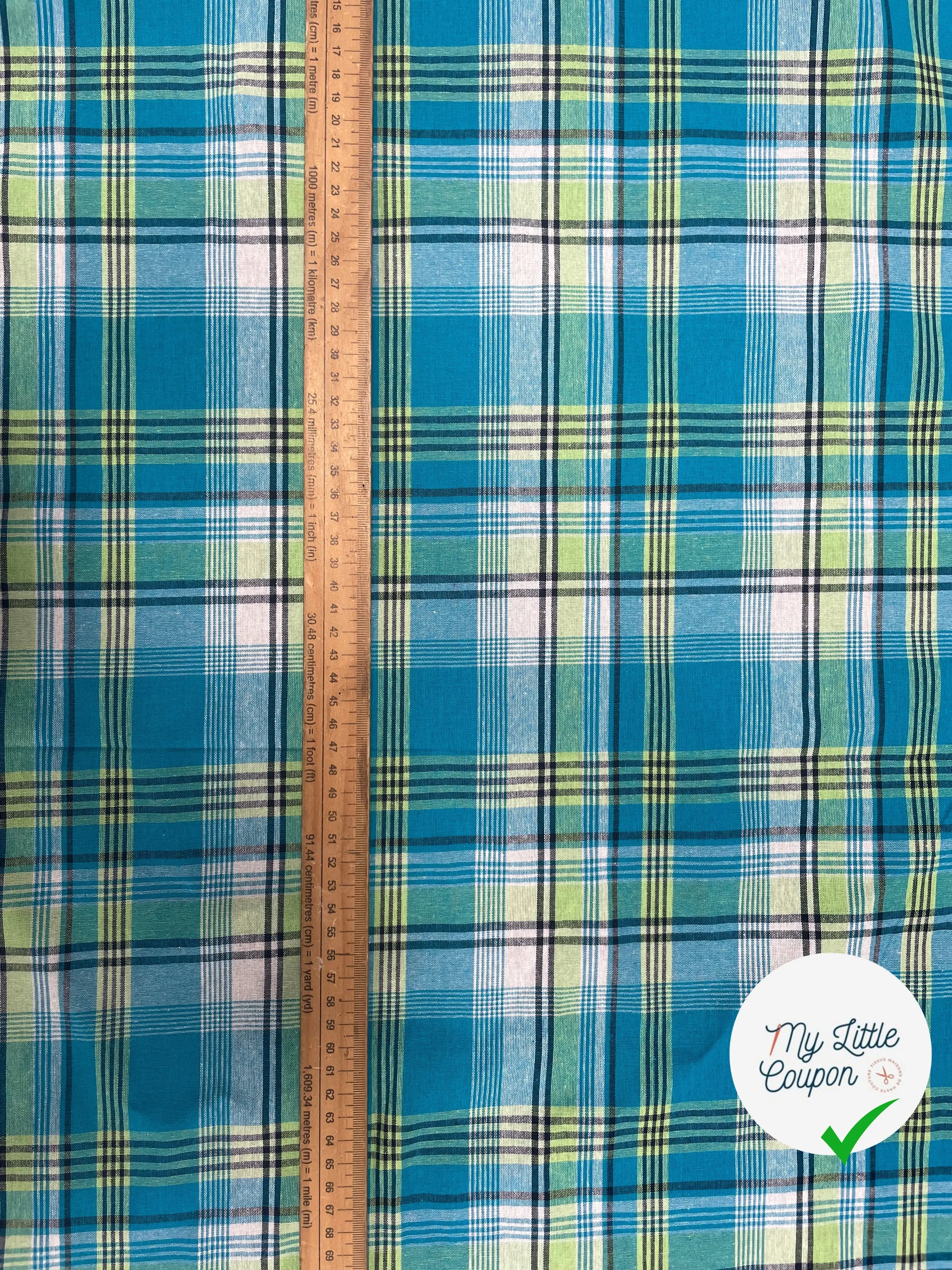 TISSUS MADRAS CARREAUX BLEU - My Little Coupon