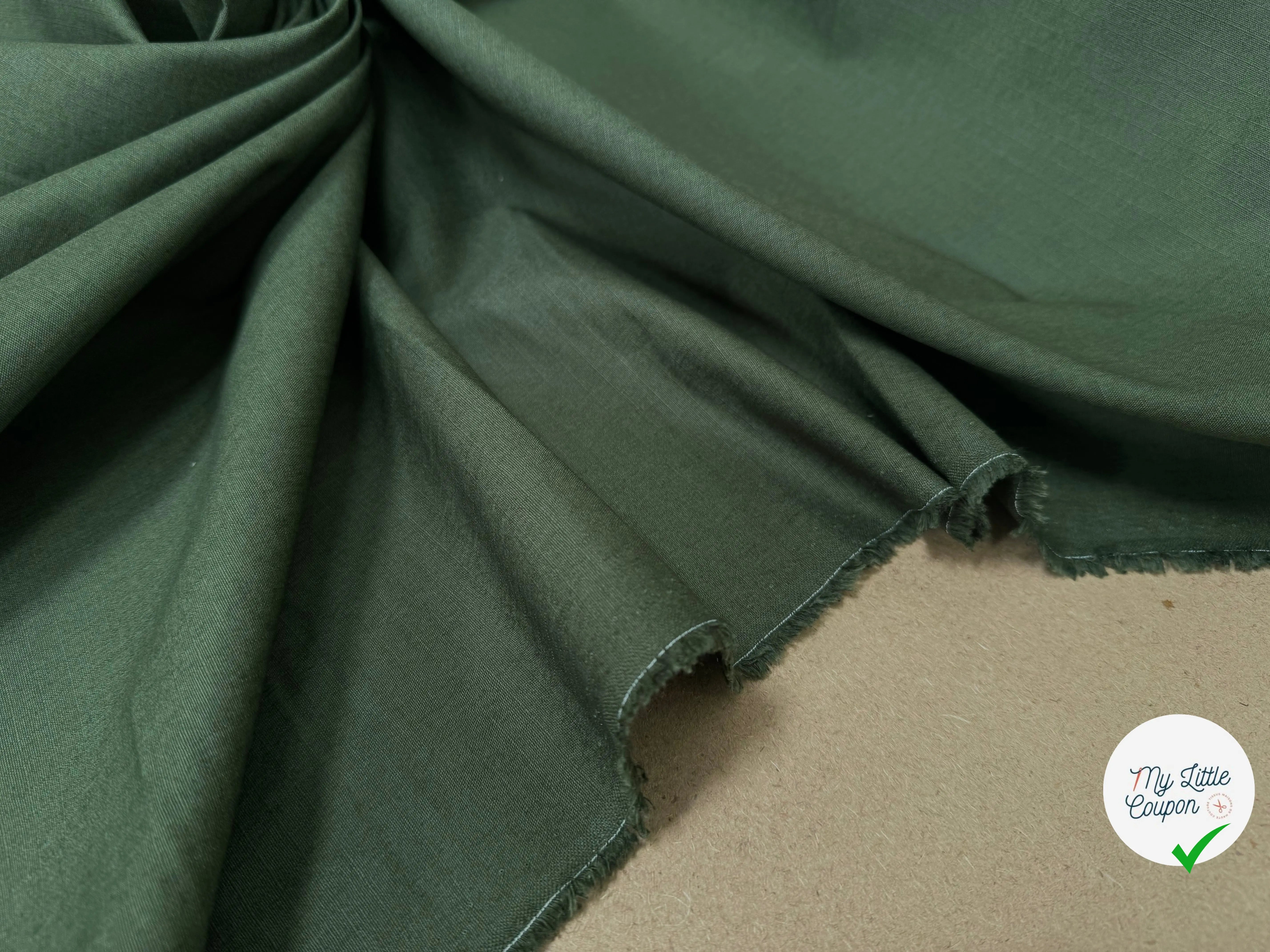 TOILE ARMUREE IMPERMEABLE VERT ARMY 100% COTON SAHARIENNE - My Little Coupon