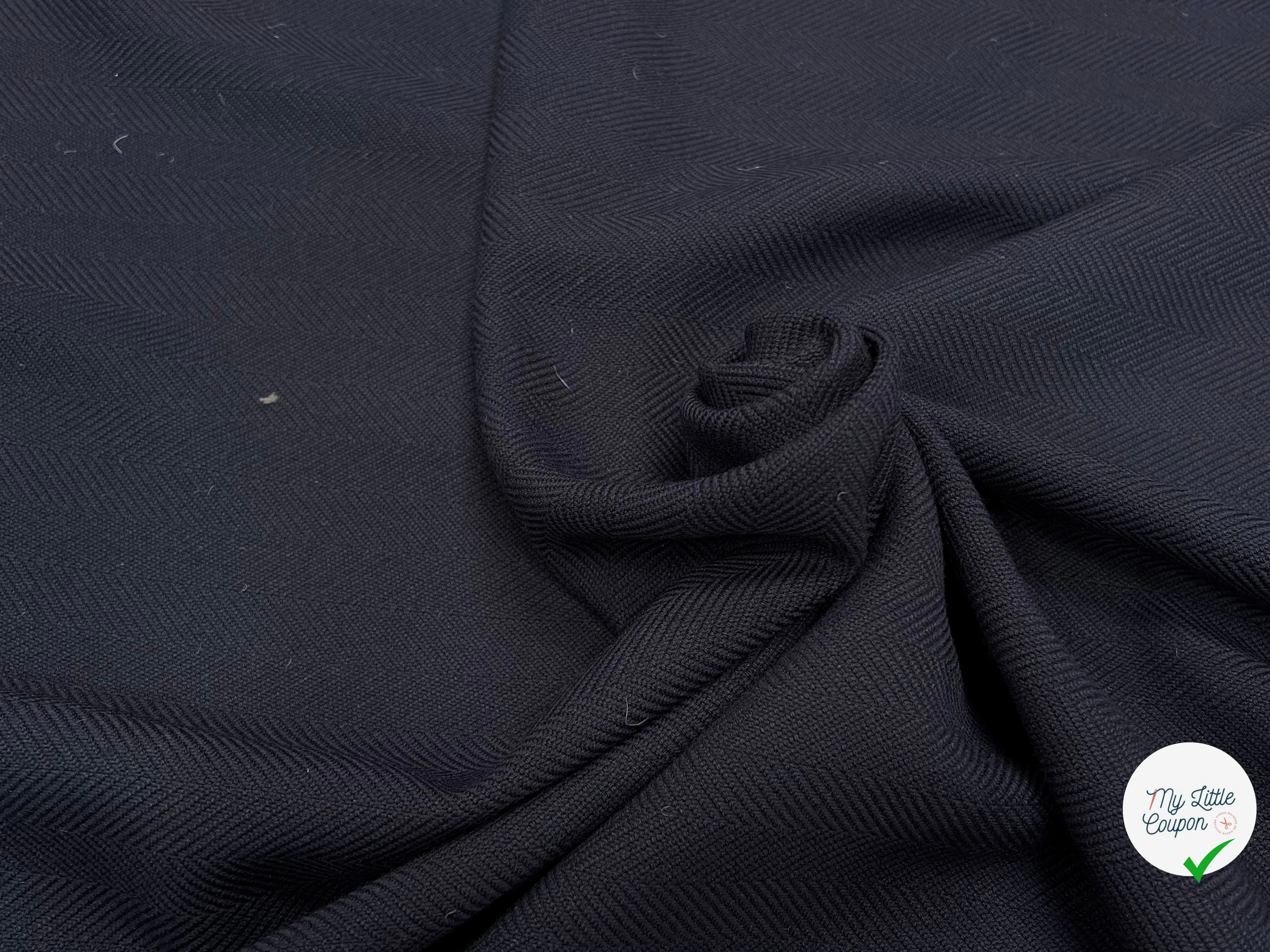 TOILE CHEVRON VISCOSE BLEU NUIT LEGEREMENT STRECH - My Little Coupon