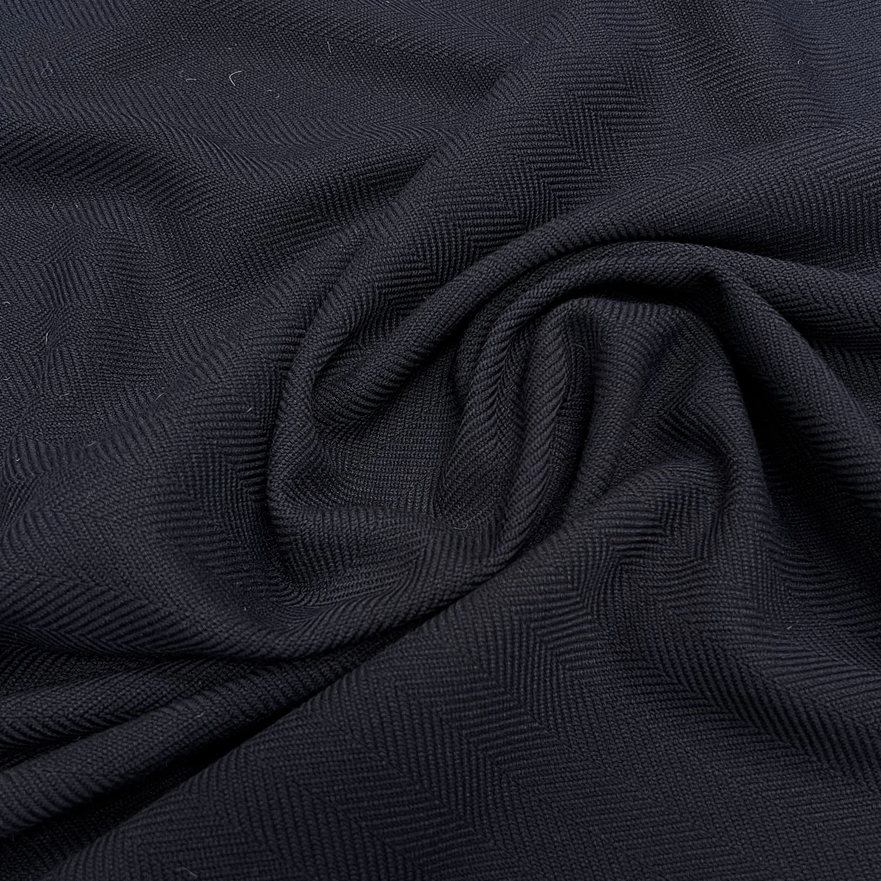 TOILE CHEVRON VISCOSE BLEU NUIT LEGEREMENT STRECH - My Little Coupon