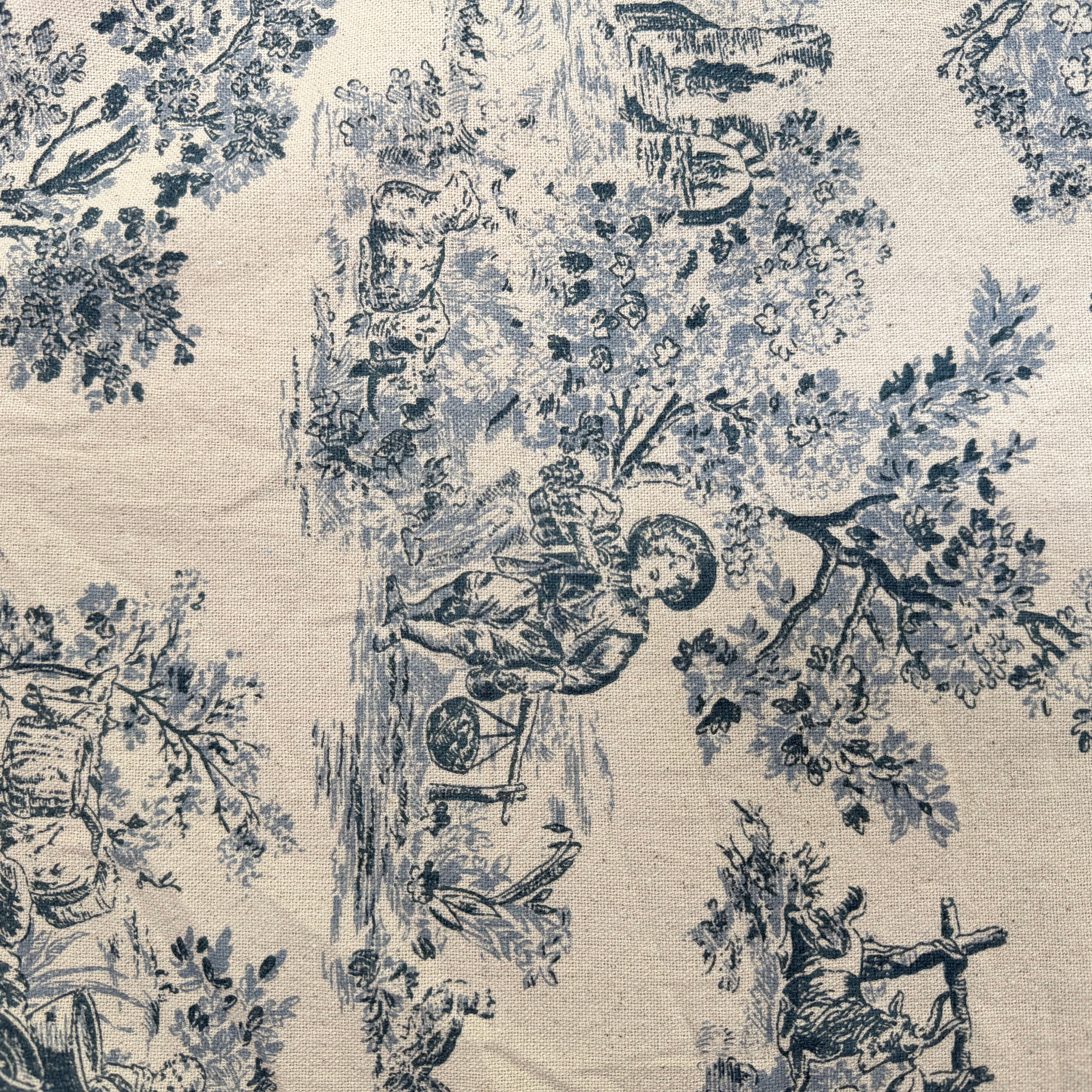 TOILE COTON GABRIELLE EFFET LIN BLEU - My Little Coupon