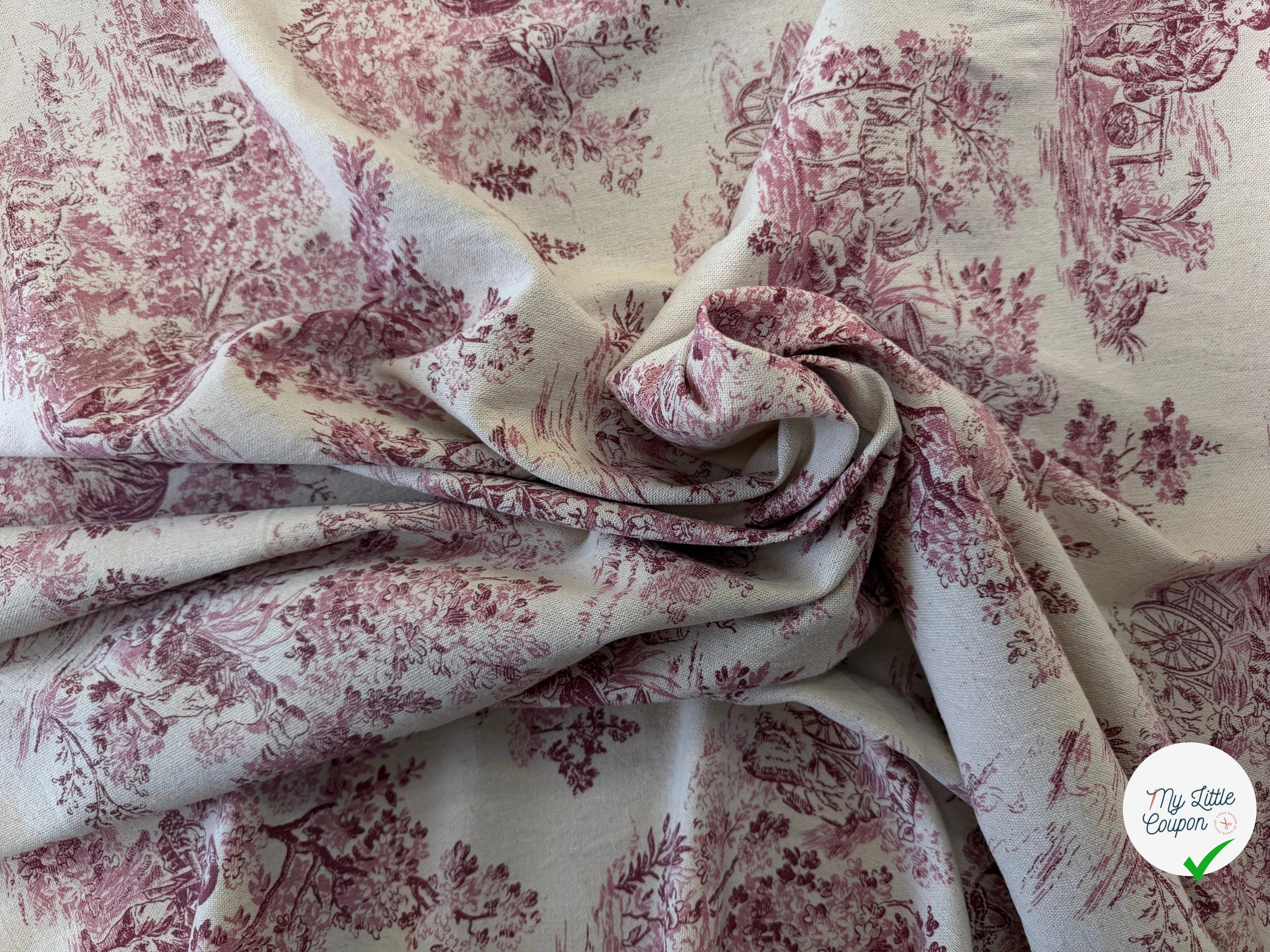 TOILE COTON GABRIELLE EFFET LIN ROUGE - My Little Coupon