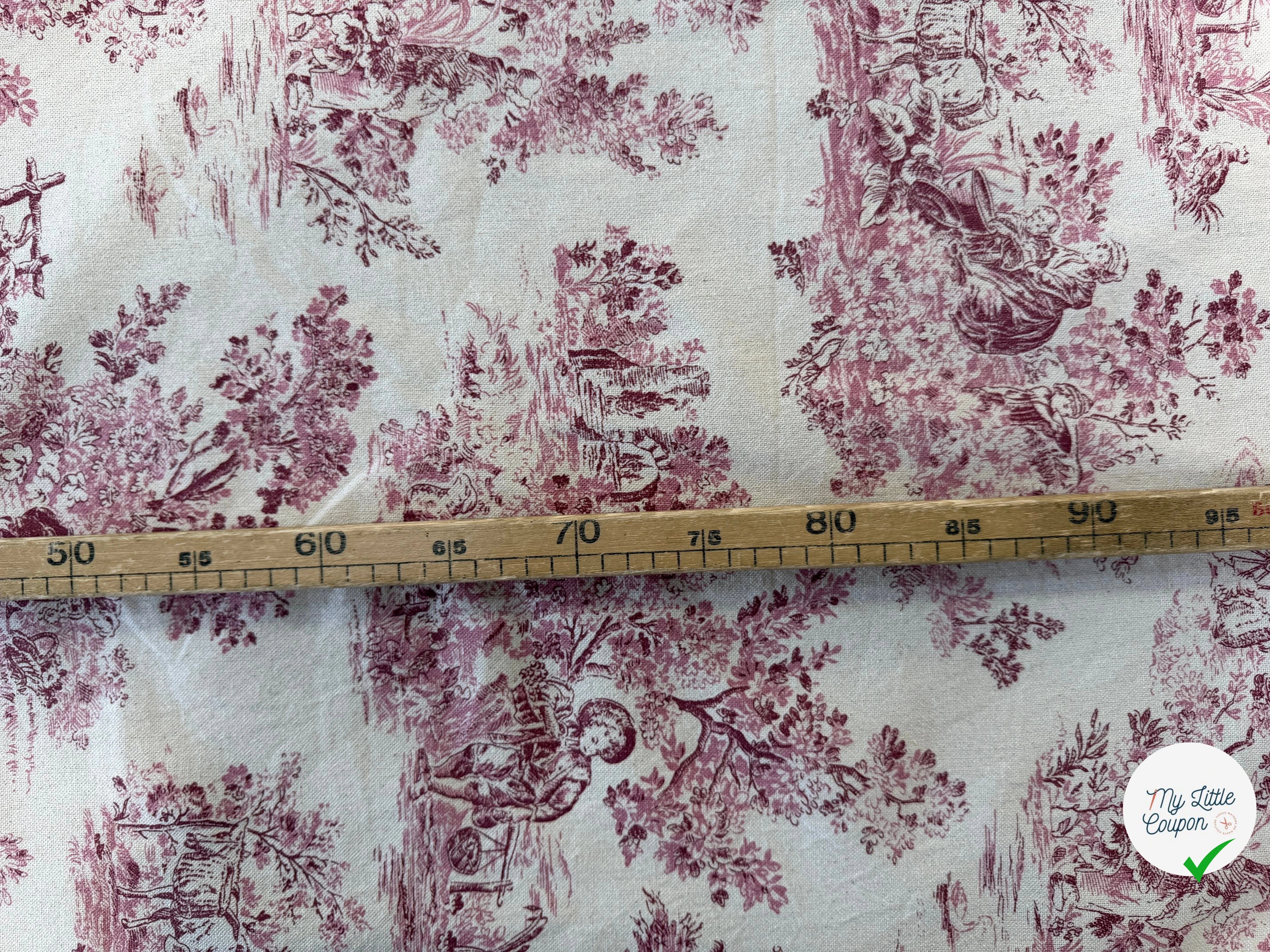 TOILE COTON GABRIELLE EFFET LIN ROUGE - My Little Coupon