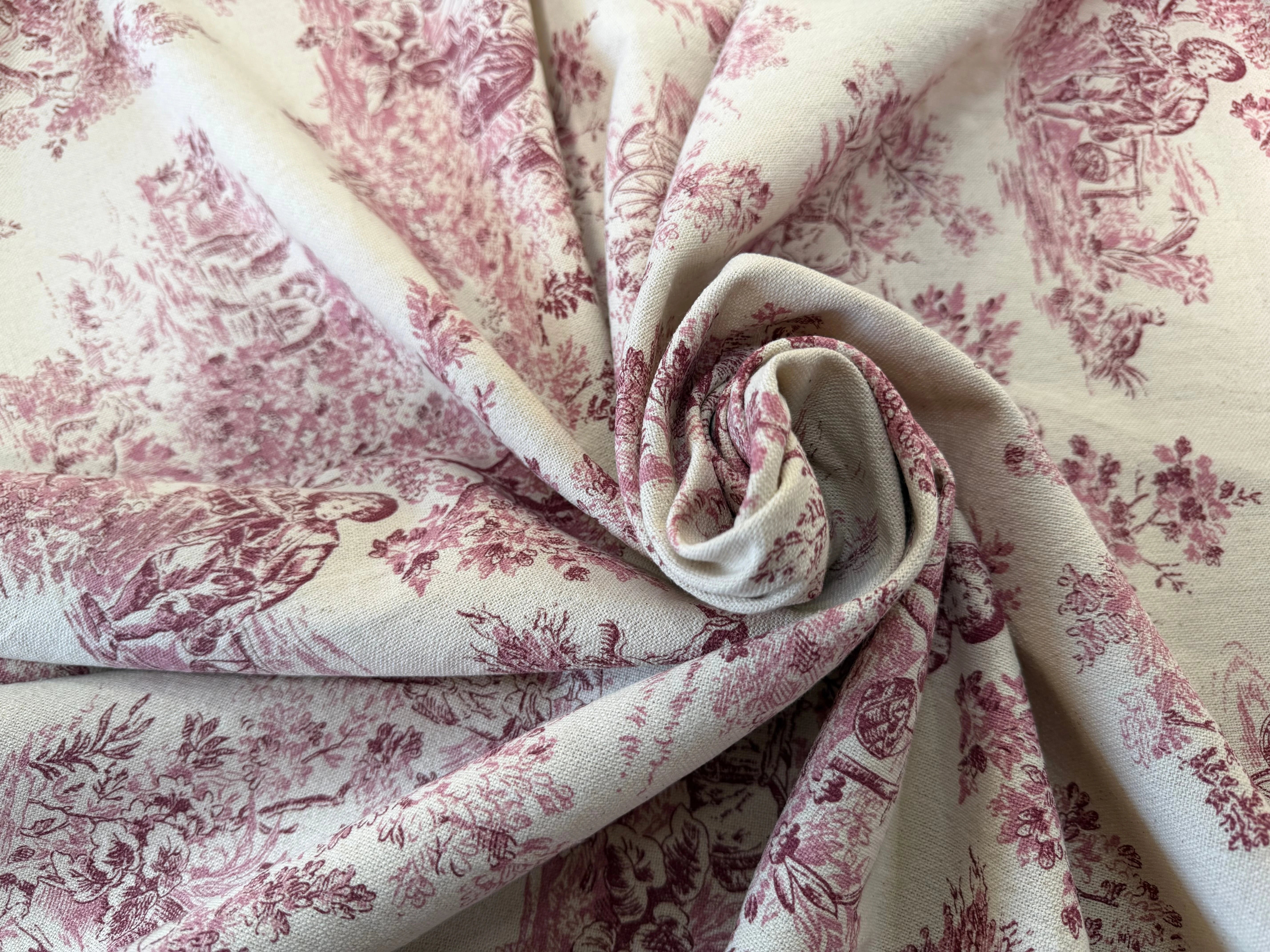 TOILE COTON GABRIELLE EFFET LIN ROUGE - My Little Coupon