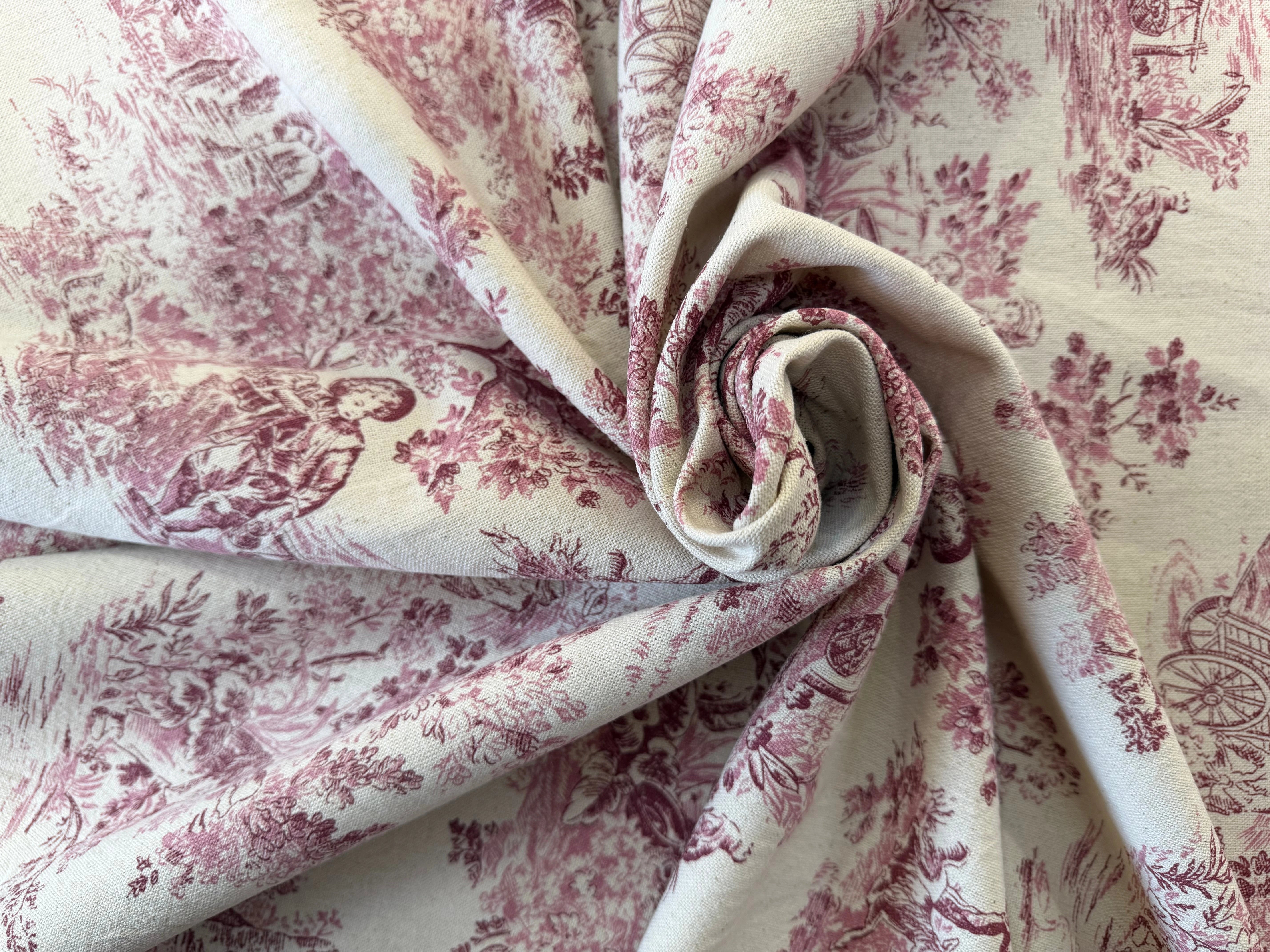 TOILE COTON GABRIELLE EFFET LIN ROUGE - My Little Coupon
