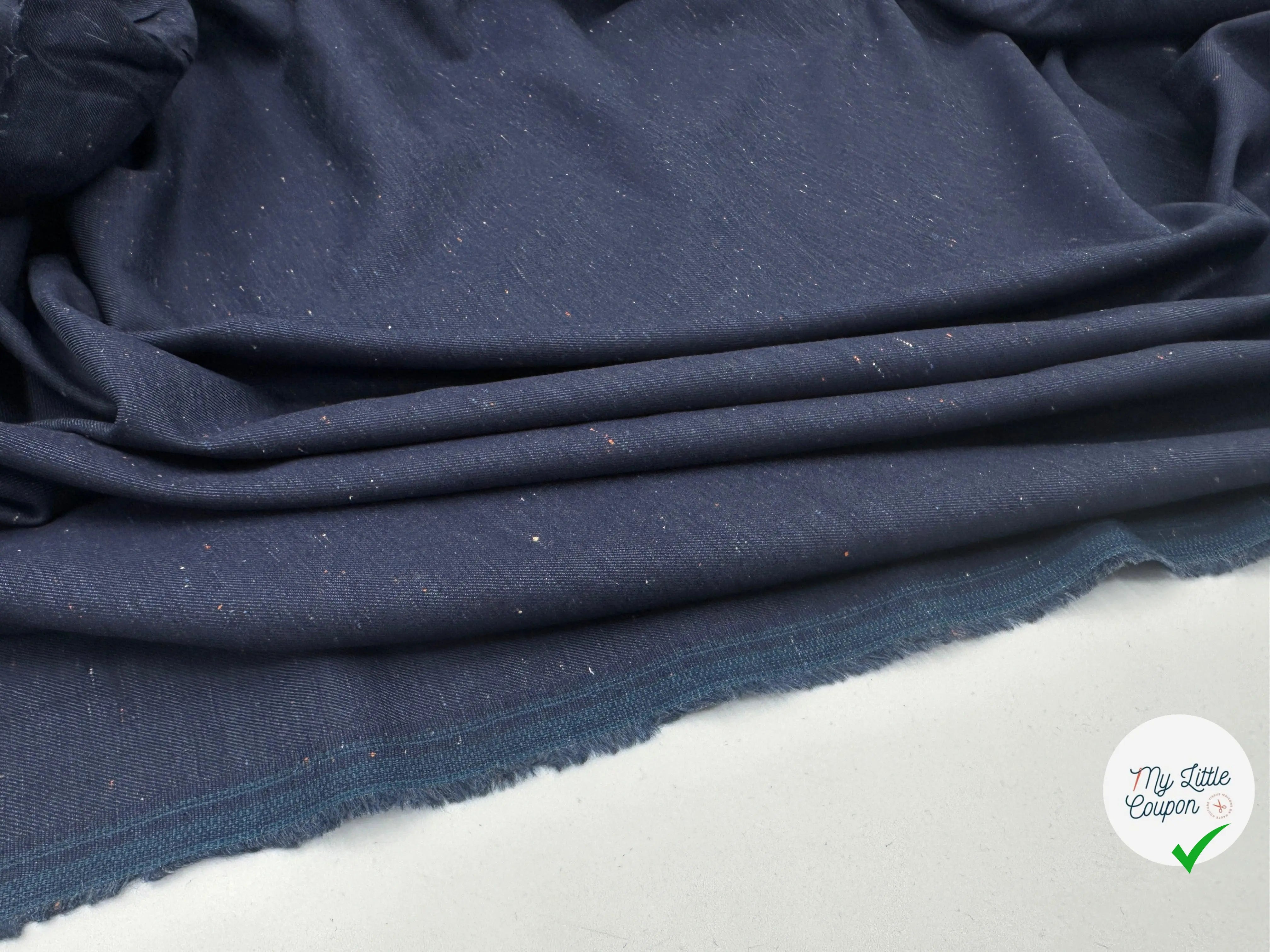 TOILE COTON LIN MOUCHETÉ BLEU NOCHE - My Little Coupon - tissu - coudre