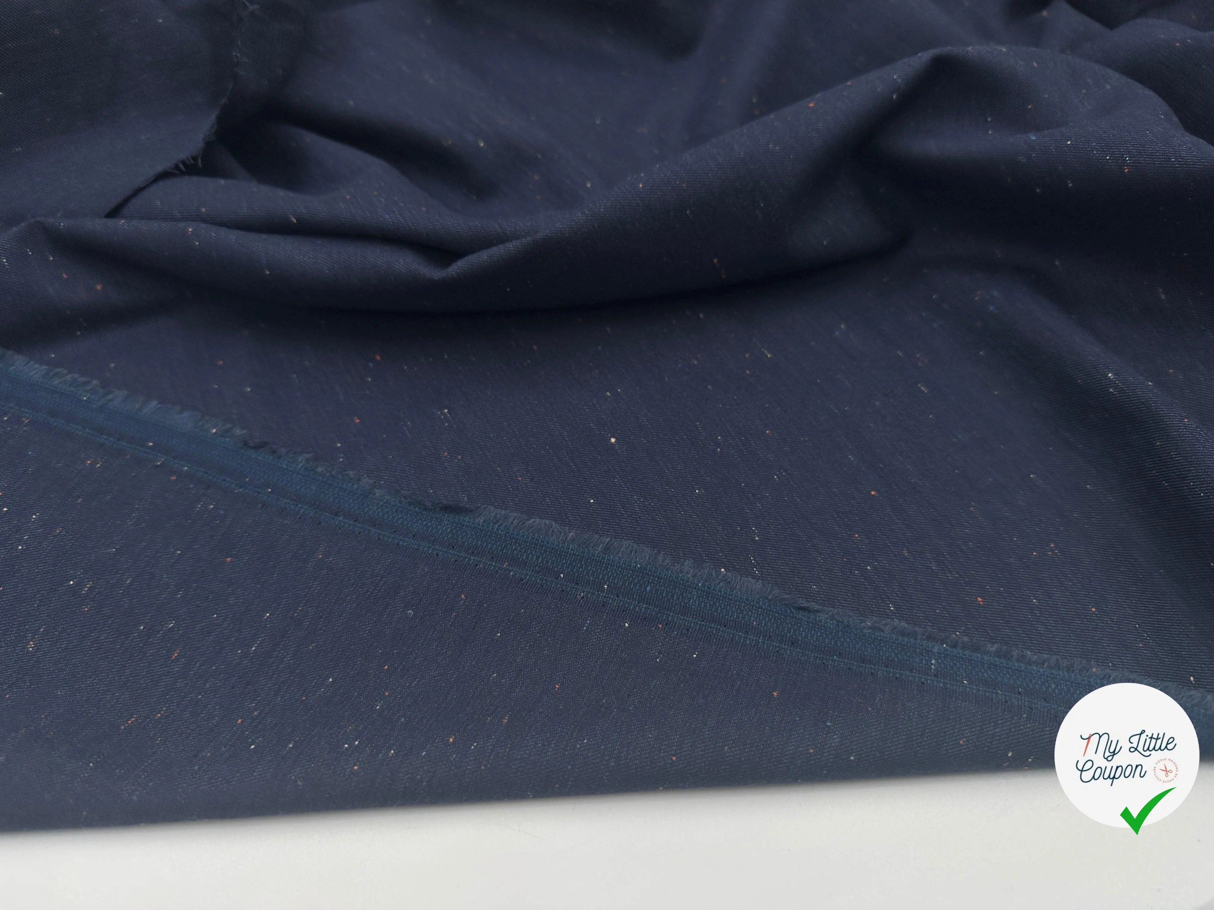 TOILE COTON LIN MOUCHETÉ BLEU NOCHE - My Little Coupon - tissu - coudre