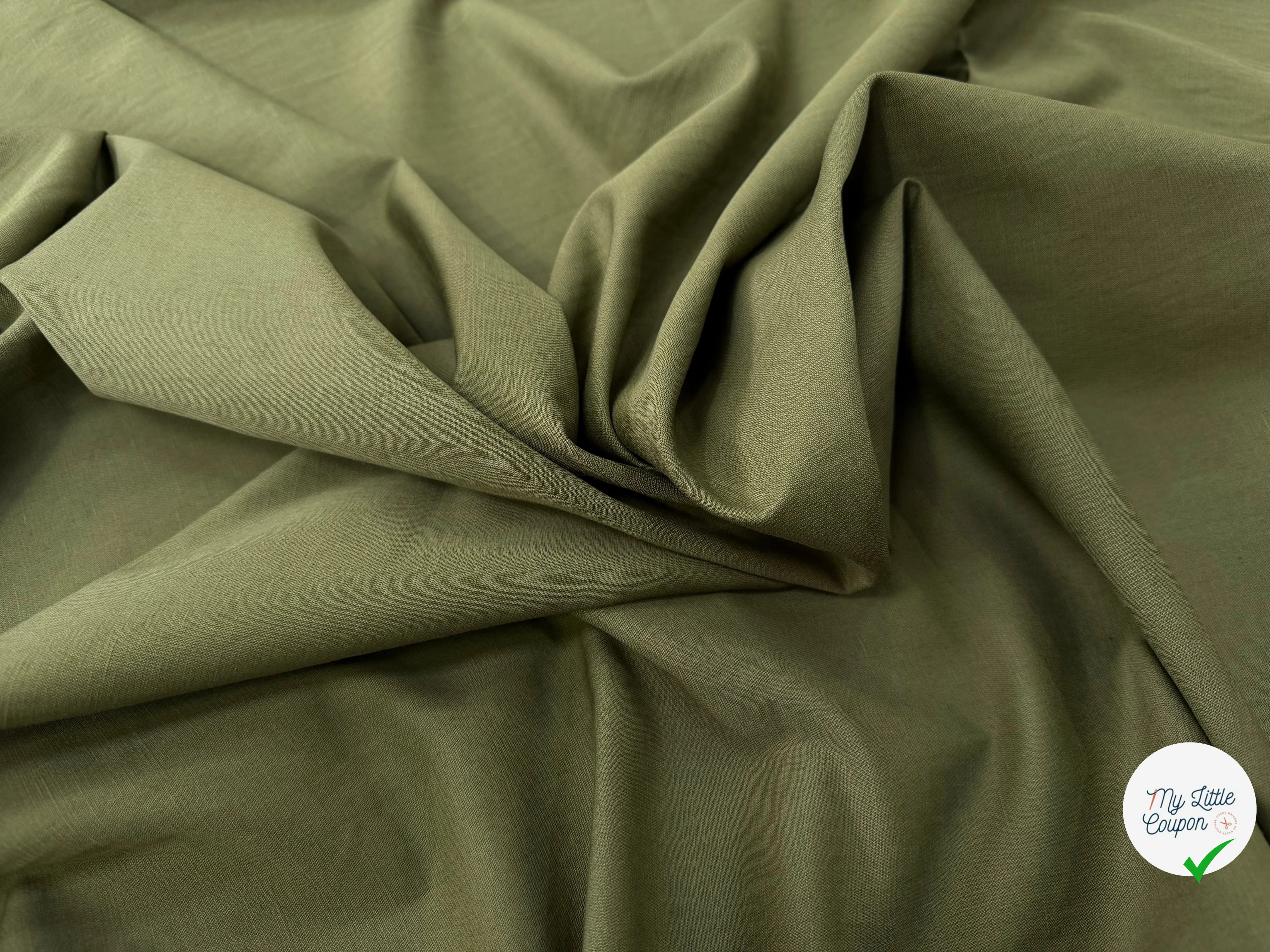 TOILE COTON LIN VERT OLIVE KAKI SUPERBE TENUE - My Little Coupon