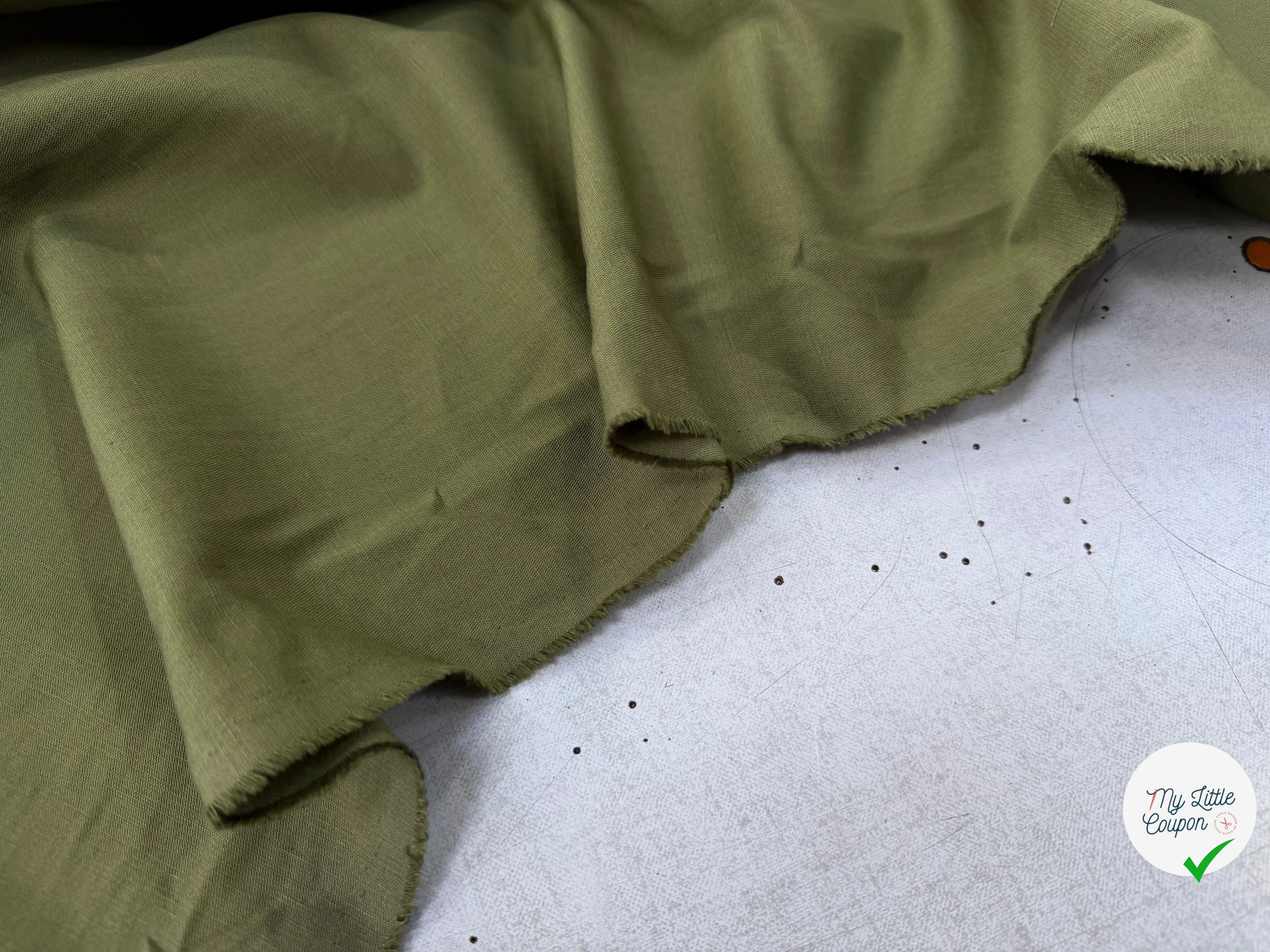 TOILE COTON LIN VERT OLIVE KAKI SUPERBE TENUE - My Little Coupon