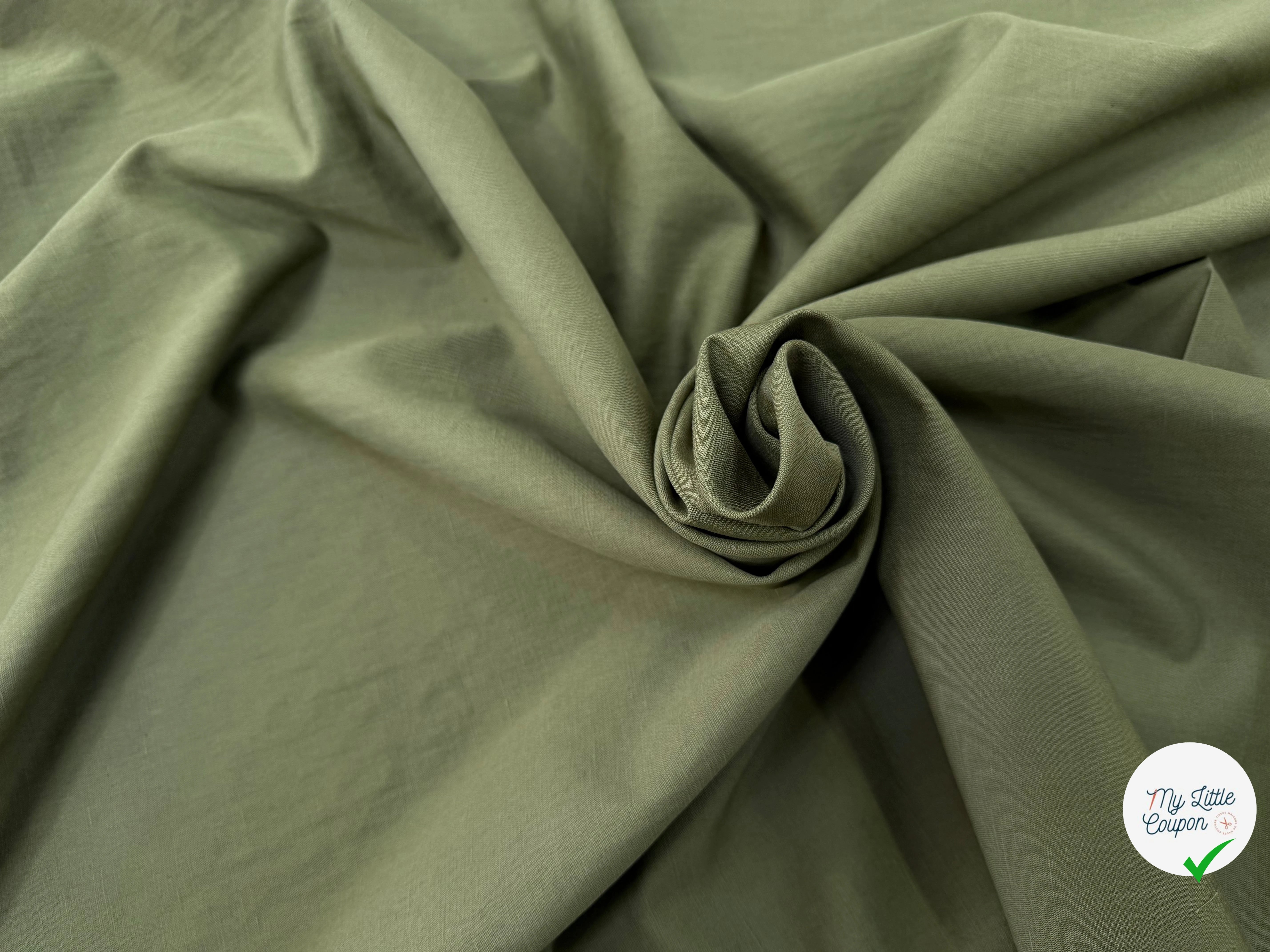 TOILE COTON LIN VERT OLIVE KAKI SUPERBE TENUE - My Little Coupon