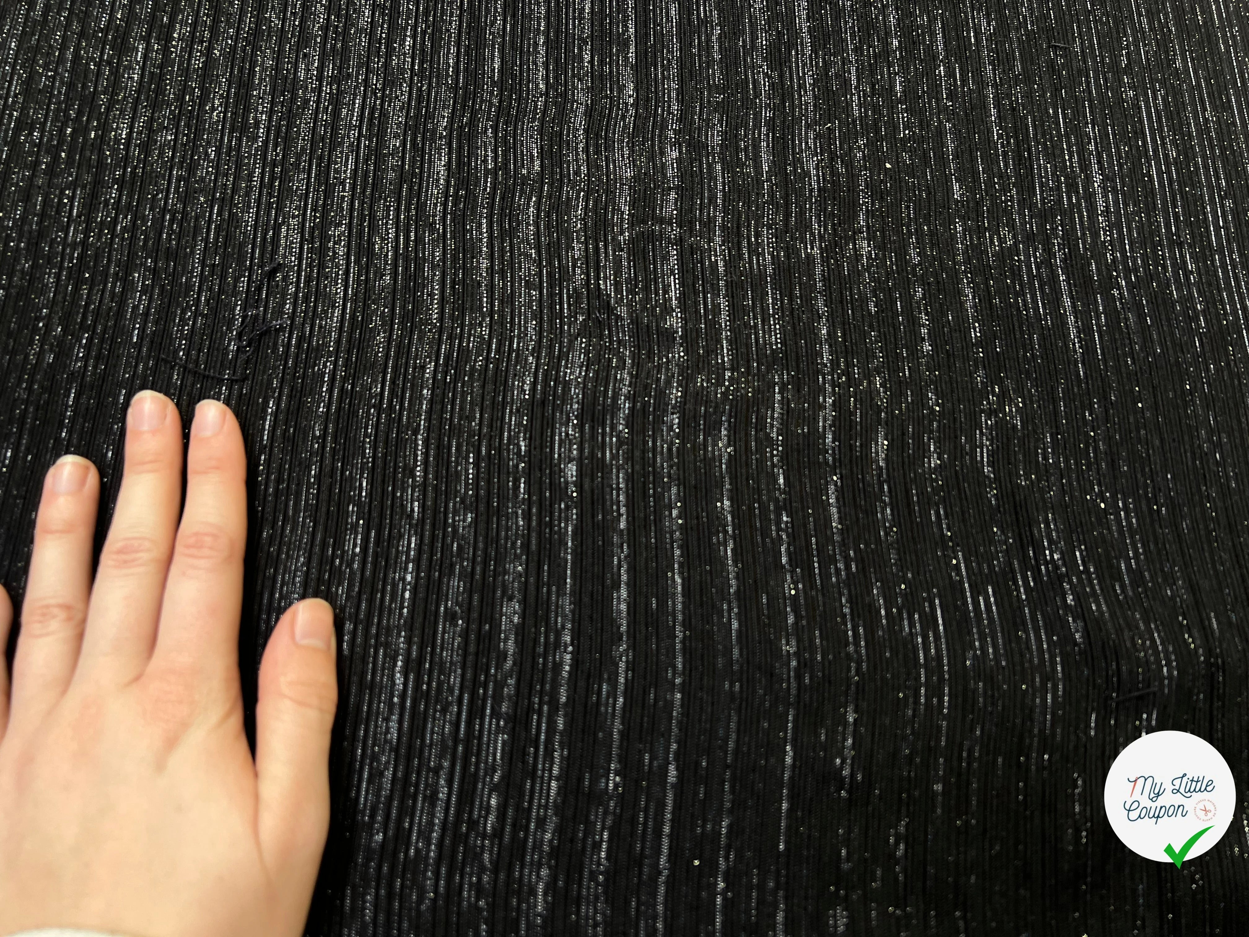 TOILE COTON LOURDE NOIR EFFET PLISSÉE BRILLANTE - My Little Coupon