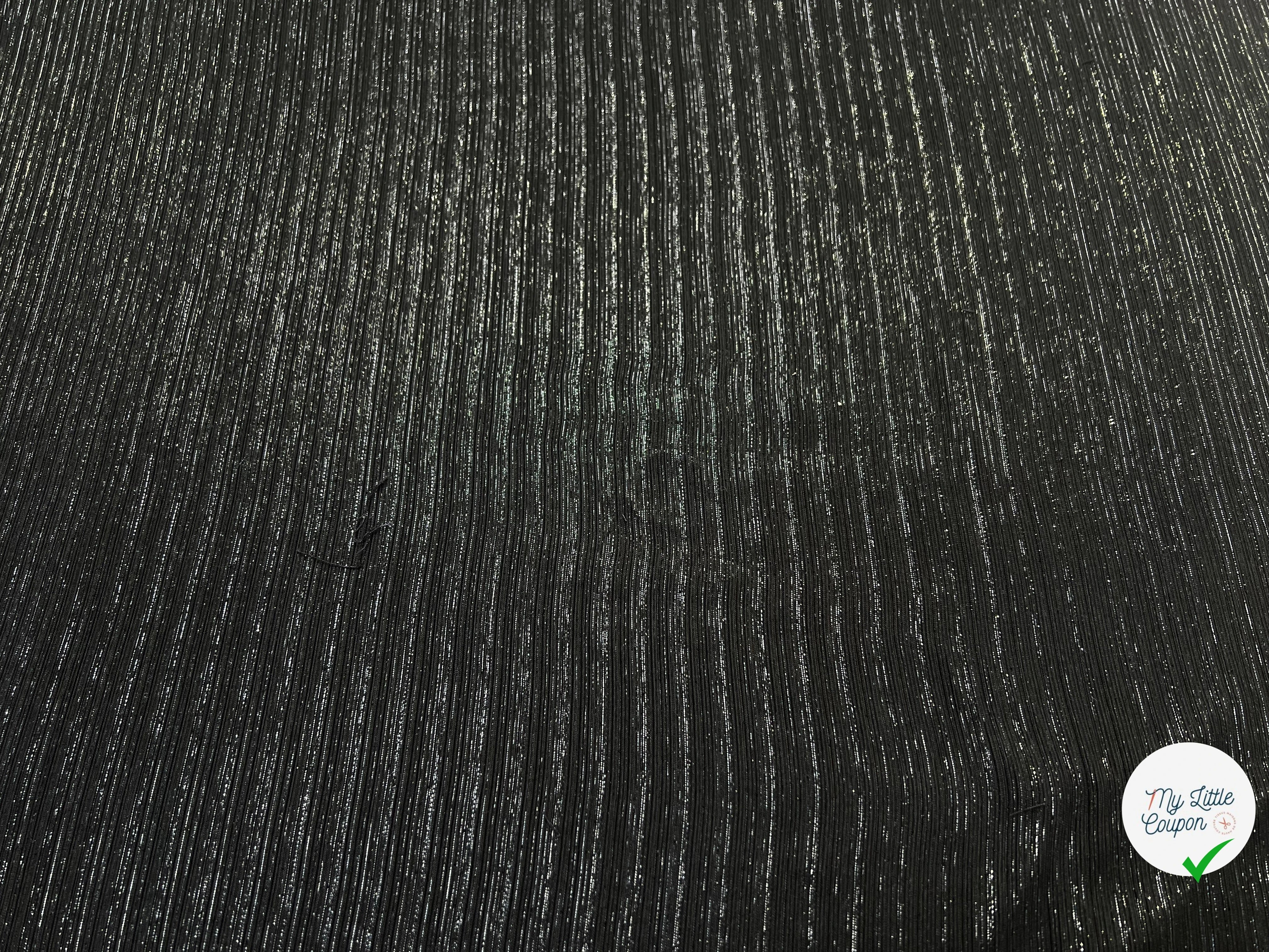 TOILE COTON LOURDE NOIR EFFET PLISSÉE BRILLANTE - My Little Coupon