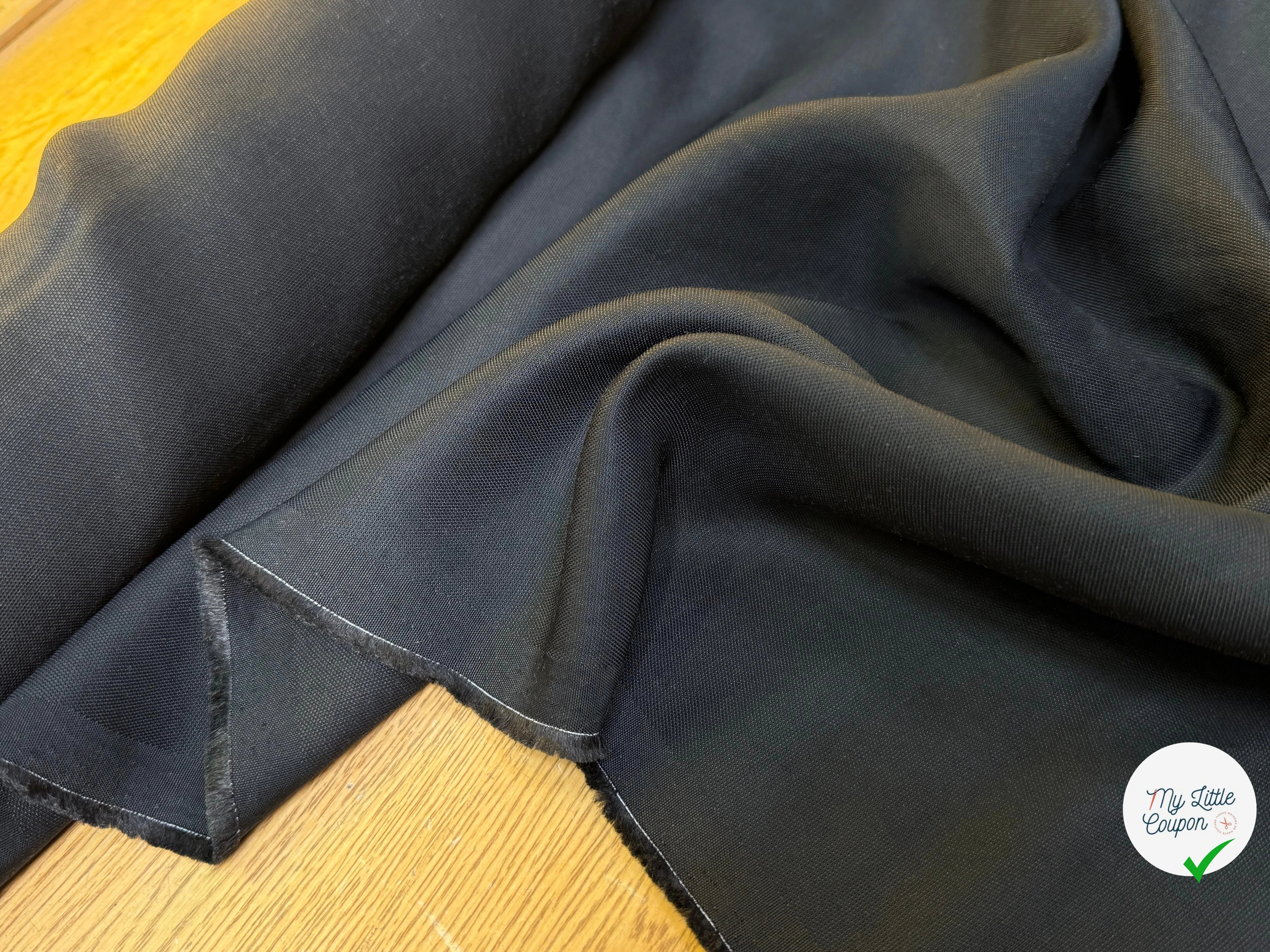 TOILE COTON SOUPLE ASPECT PIQUÉ NOIR - My Little Coupon
