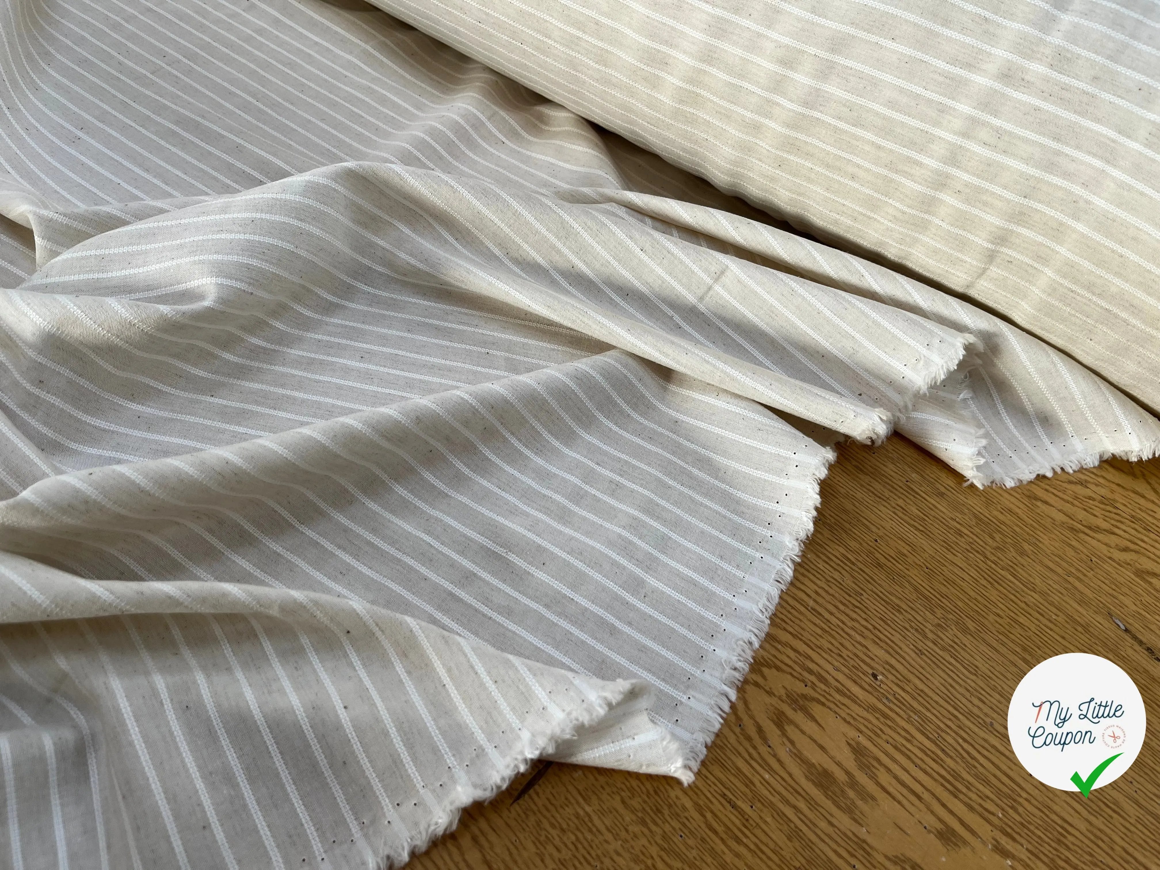 TOILE COTON VISCOSE RAYÉE BLANC CASSÉ 10% LIN - My Little Coupon