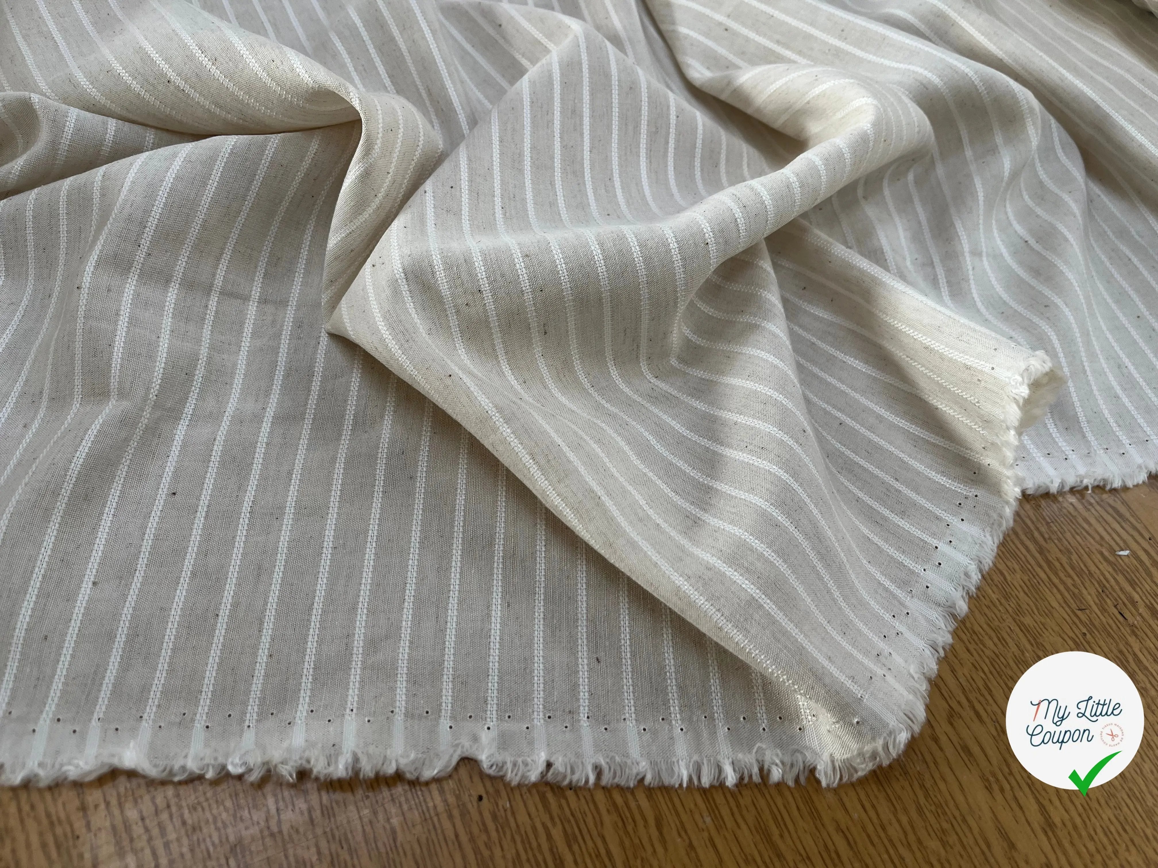 TOILE COTON VISCOSE RAYÉE BLANC CASSÉ 10% LIN - My Little Coupon