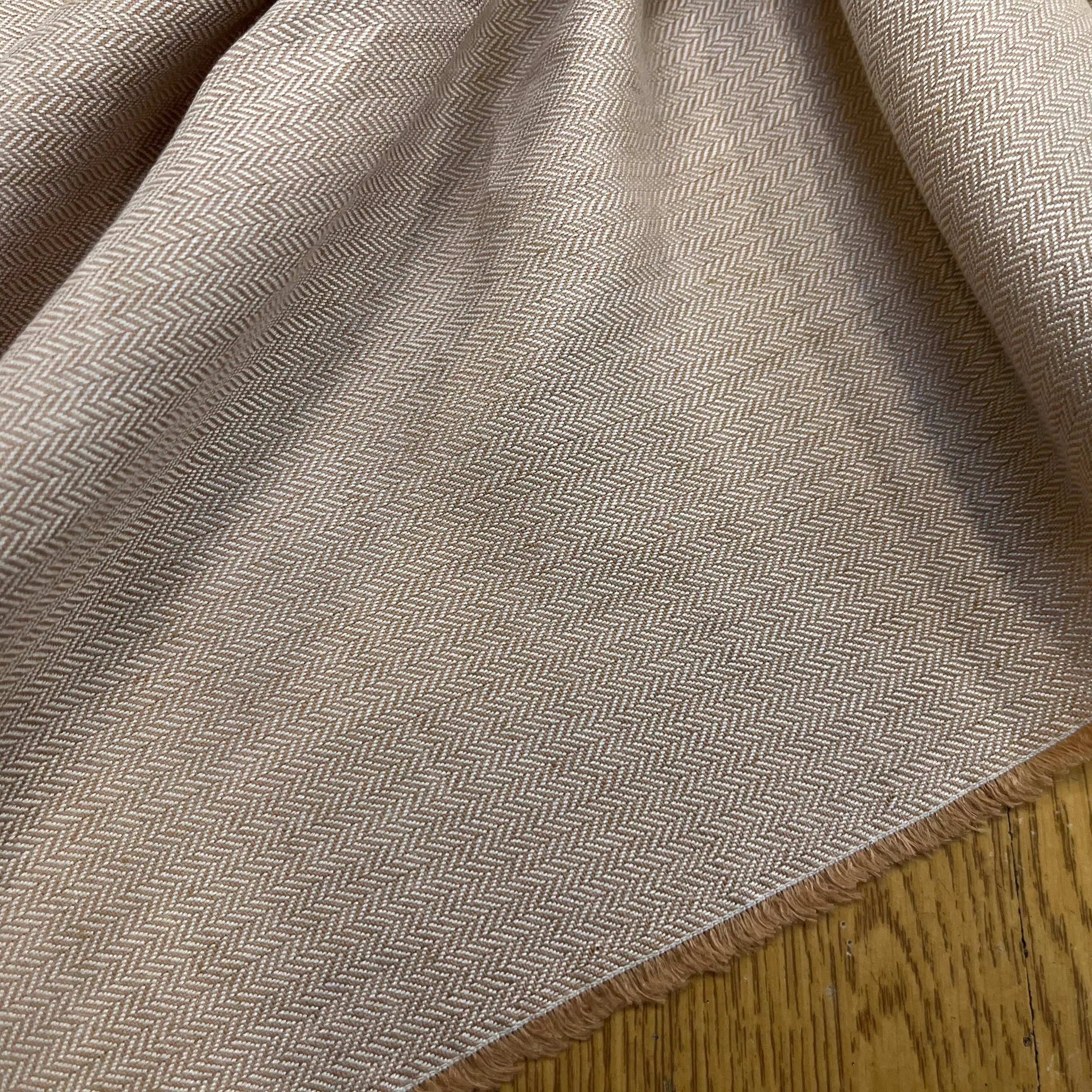 TOILE DE COTON CHEVRON GRATTÉ BEIGE ET CARAMEL - My Little Coupon