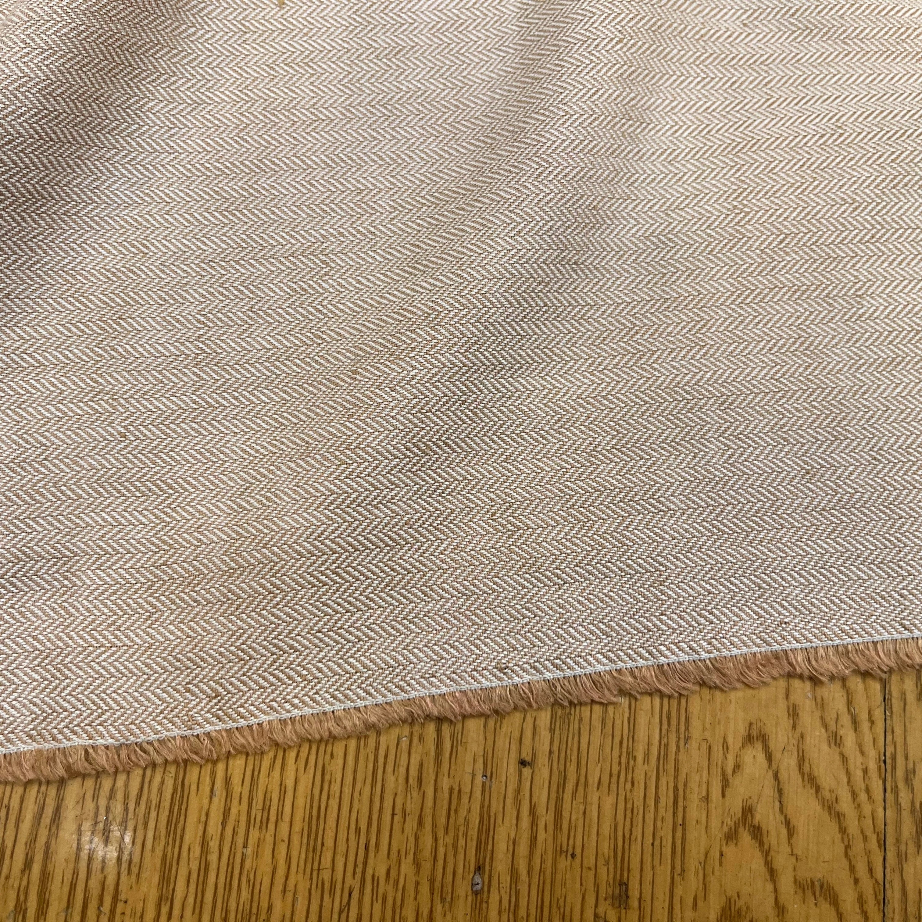 TOILE DE COTON CHEVRON GRATTÉ BEIGE ET CARAMEL - My Little Coupon