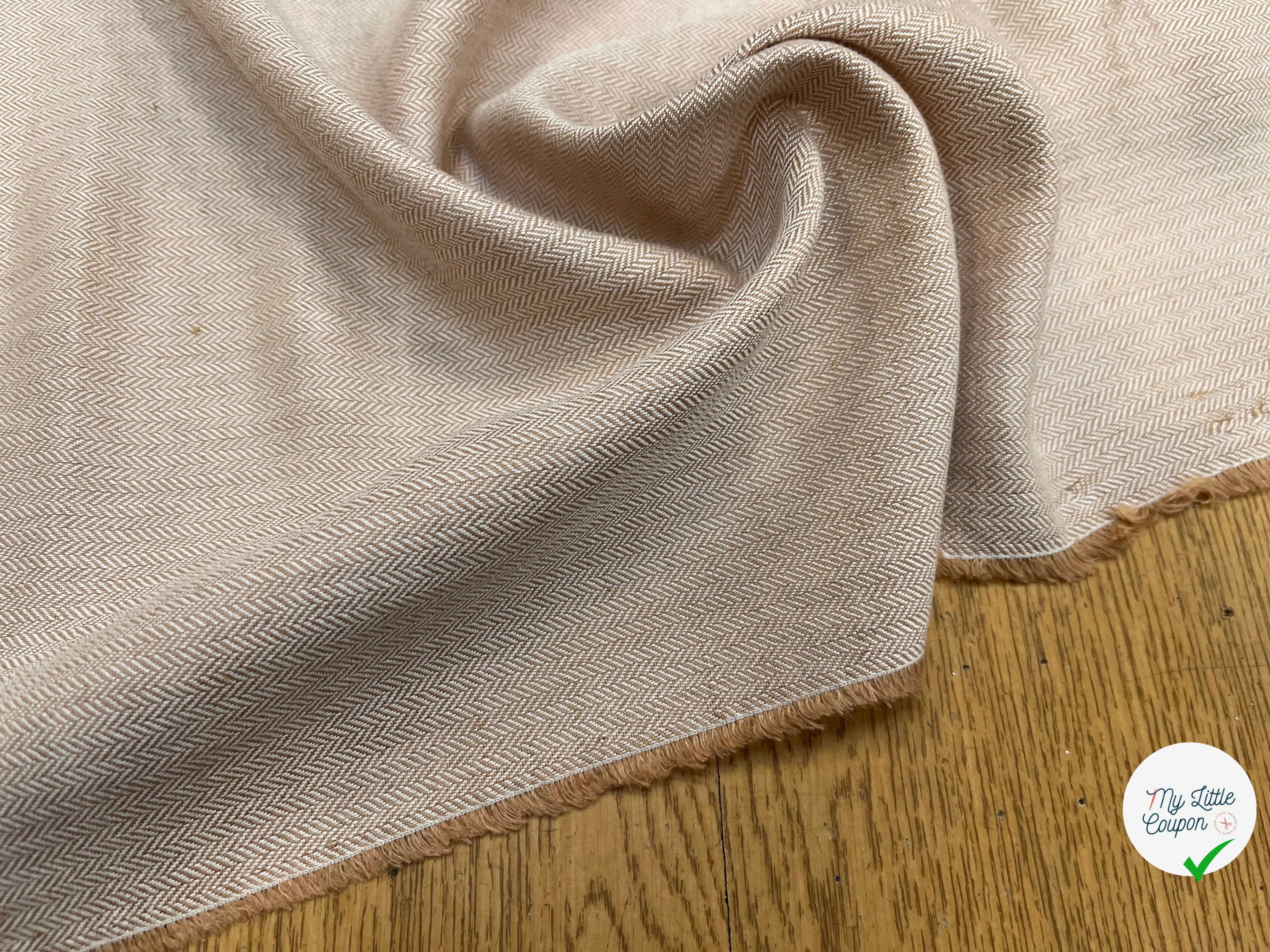 TOILE DE COTON CHEVRON GRATTÉ BEIGE ET CARAMEL - My Little Coupon