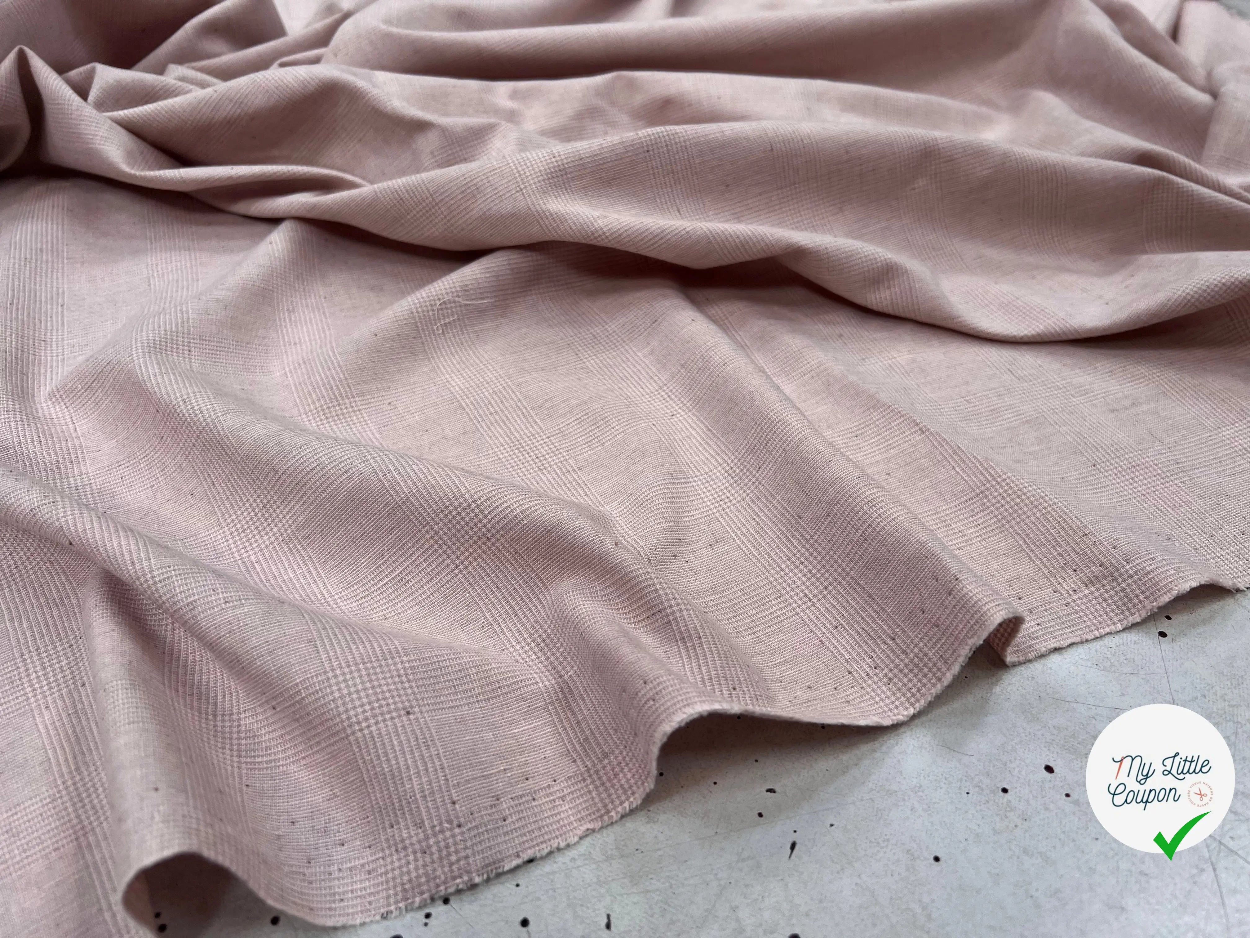 TOILE DE COTON ET LIN PRINCE DE GALLES SAUMON MSO