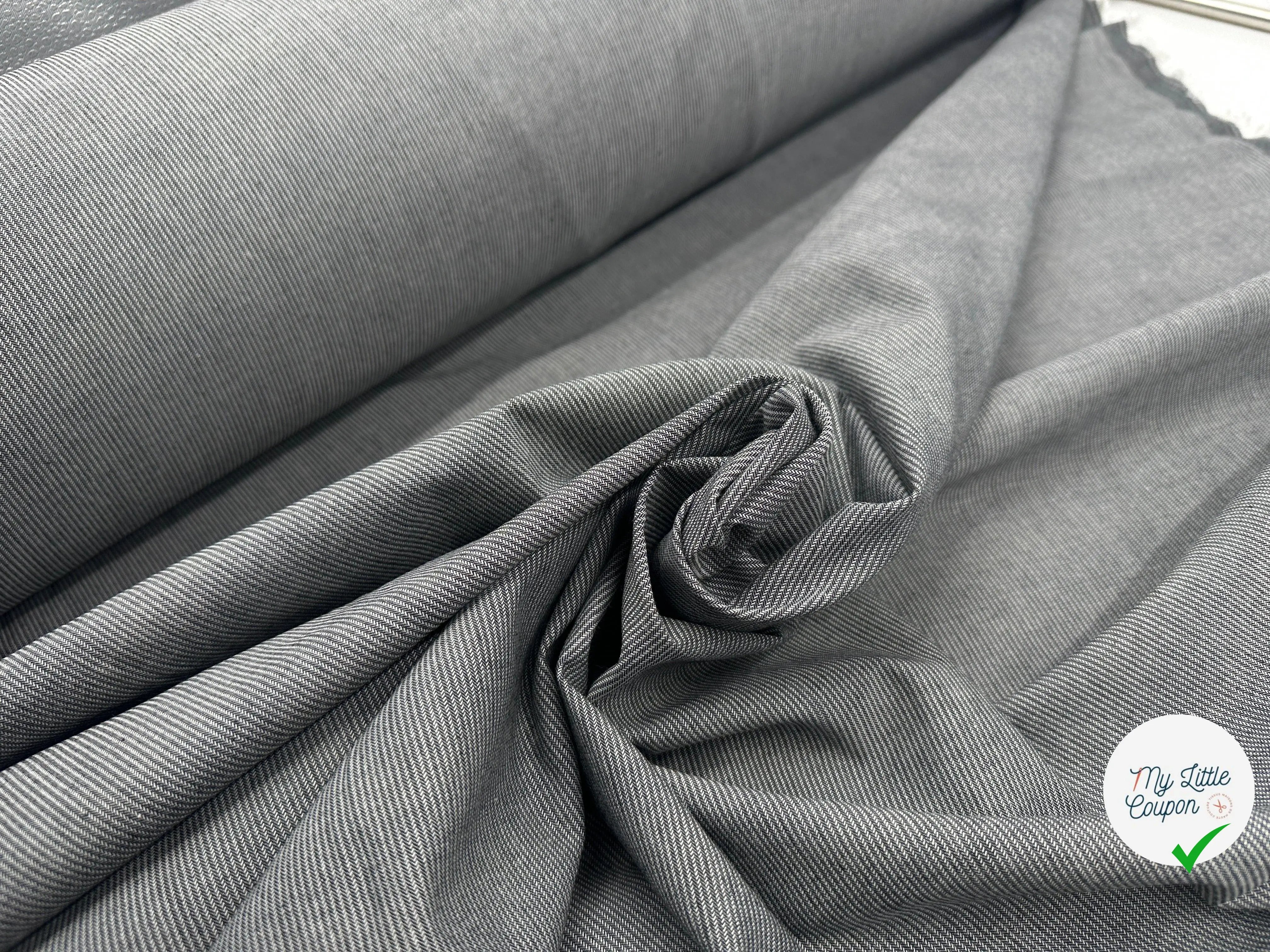 TOILE DE COTON FINES RAYURES CHAMBRAY NOIR - My Little Coupon - tissu - coudre