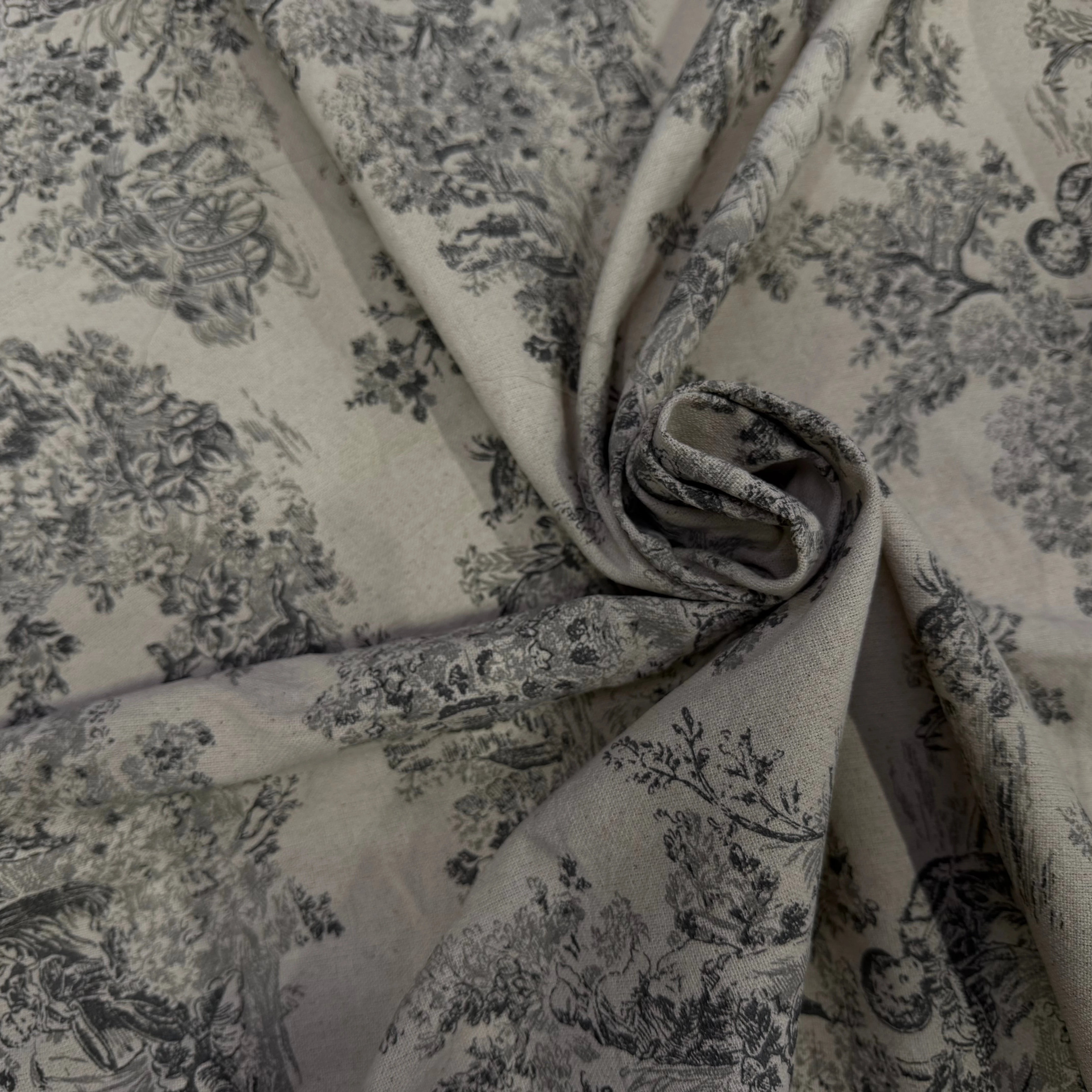 TOILE DE COTON GABRIELLE FUSAIN EFFET LIN 150 CM - My Little Coupon