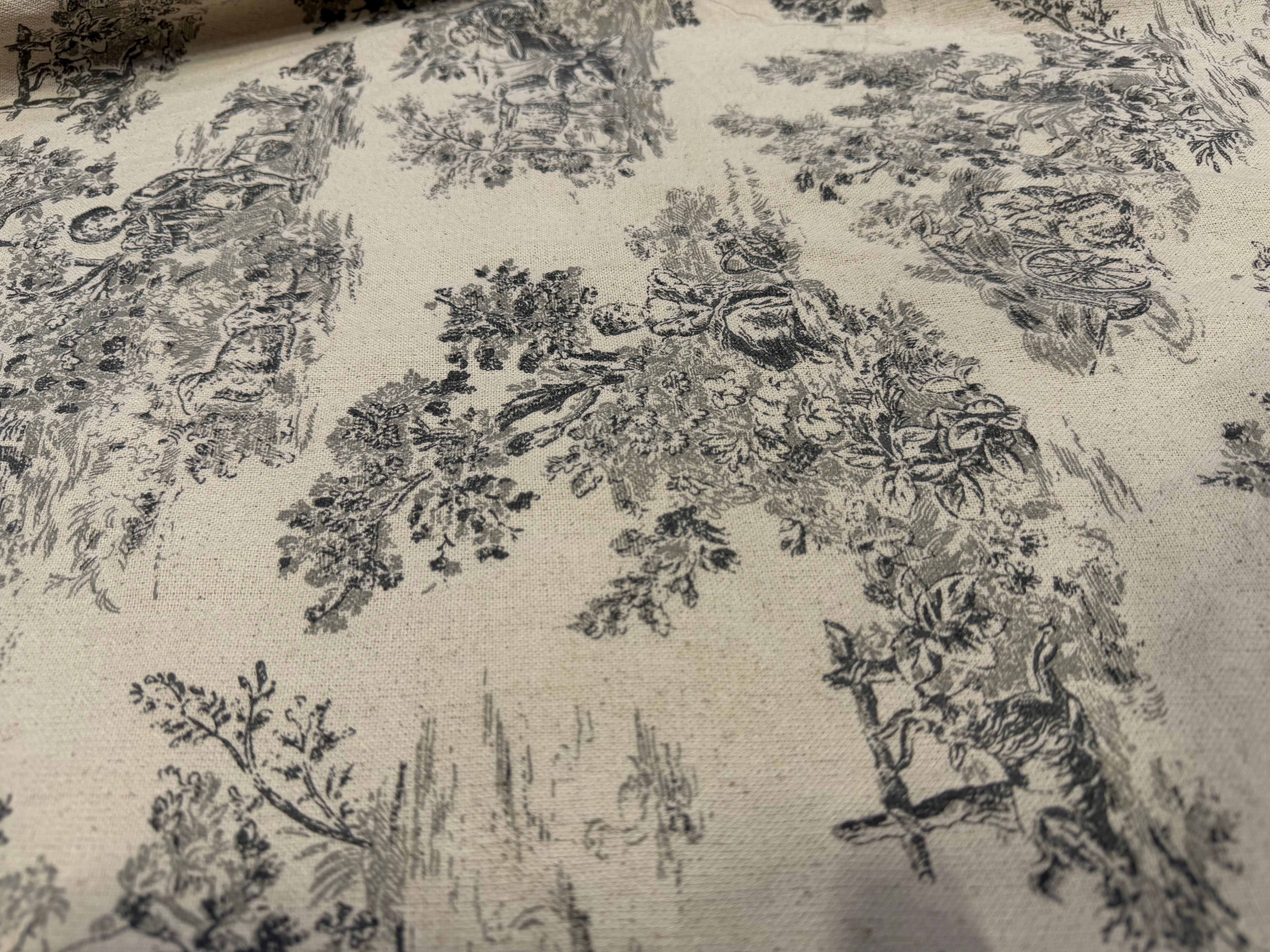 TOILE DE COTON GABRIELLE FUSAIN EFFET LIN 150 CM - My Little Coupon