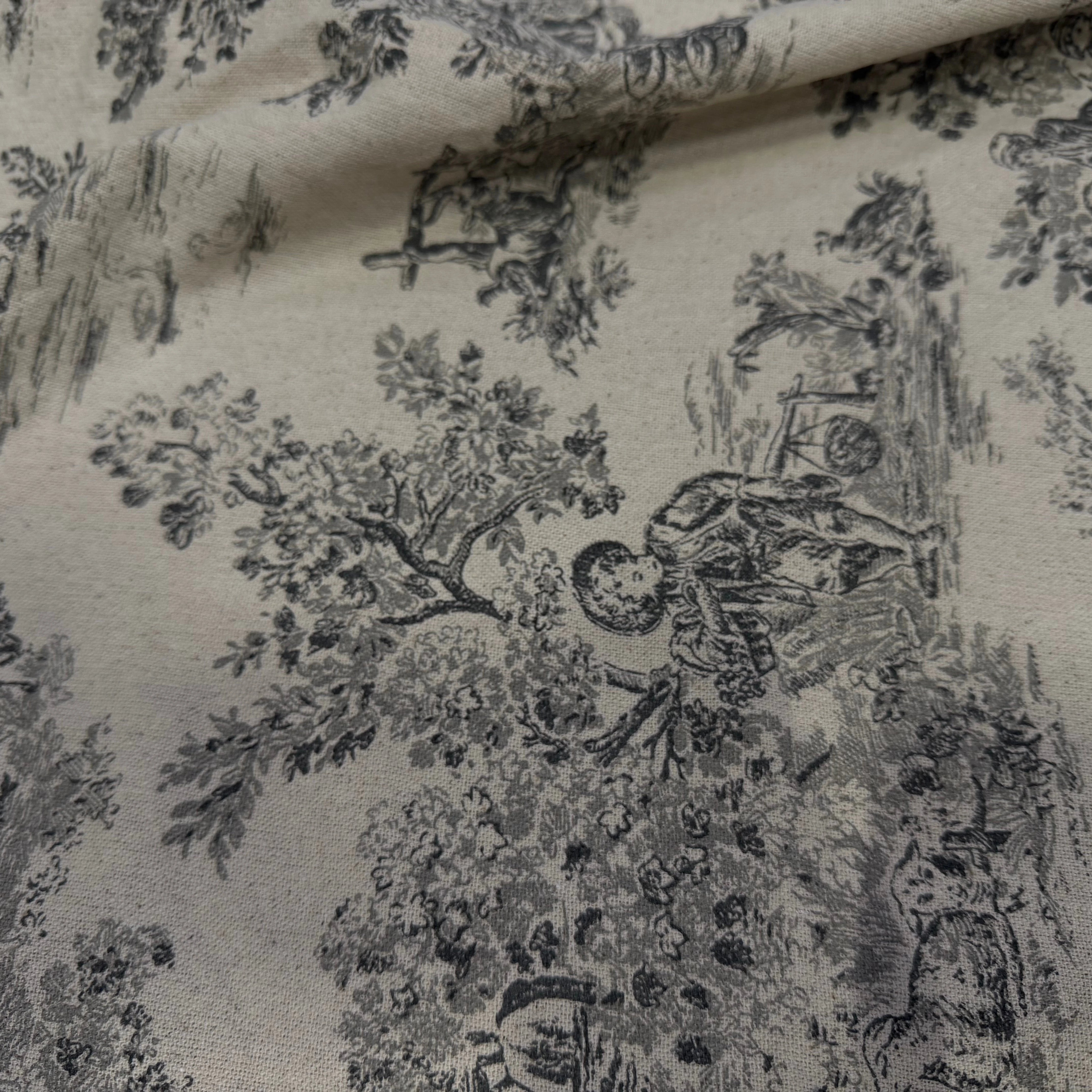 TOILE DE COTON GABRIELLE FUSAIN EFFET LIN 150 CM - My Little Coupon