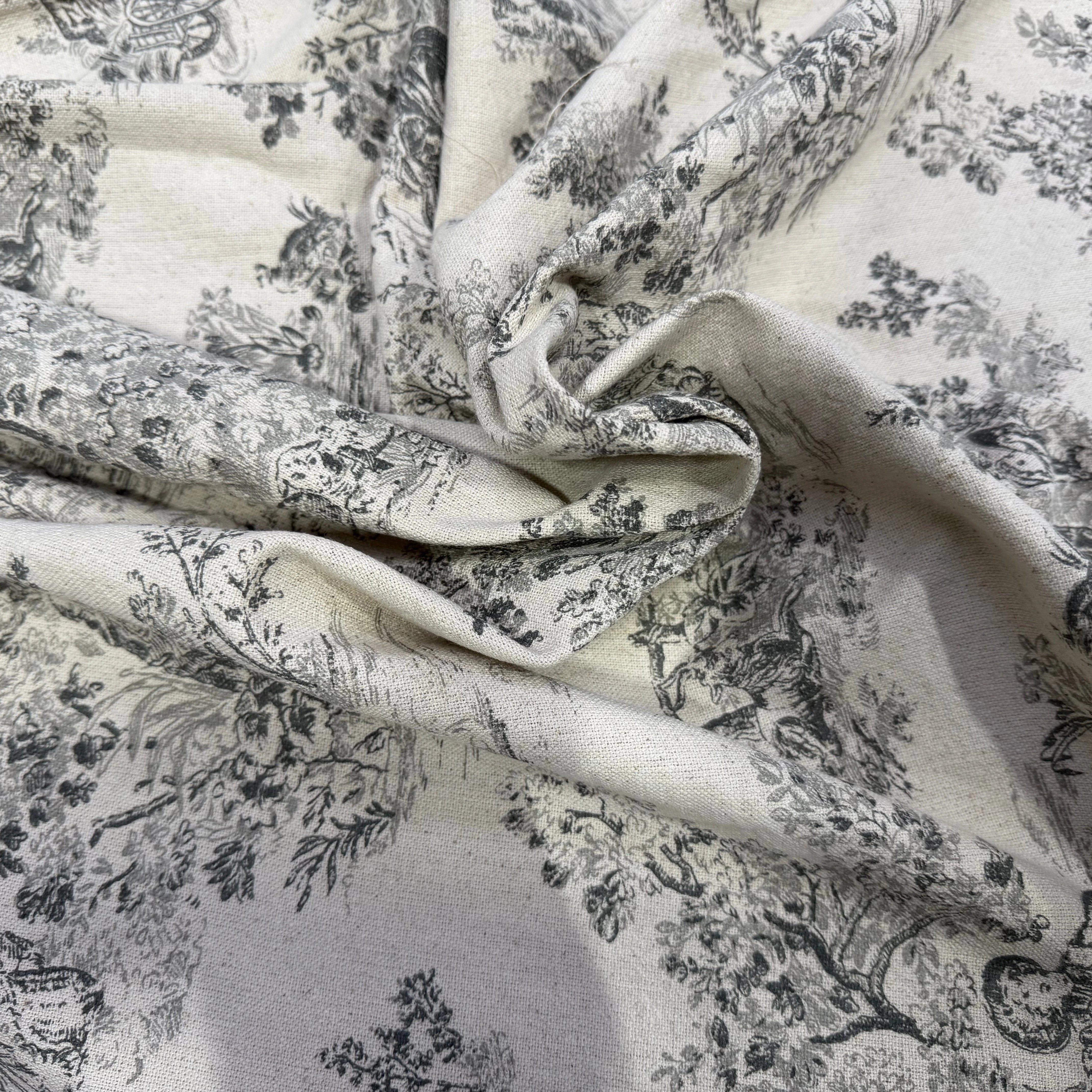 TOILE DE COTON GABRIELLE FUSAIN EFFET LIN 150 CM - My Little Coupon