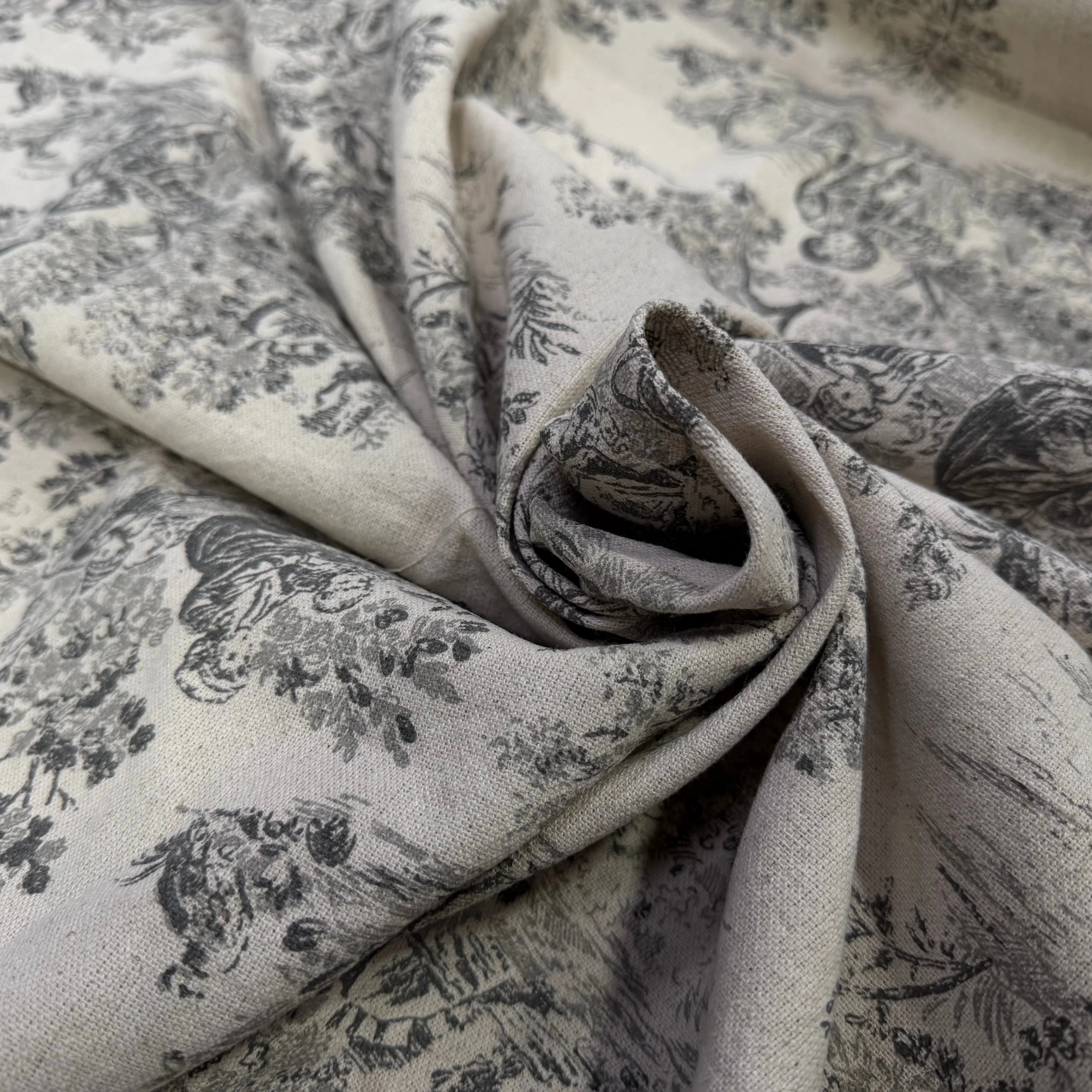 TOILE DE COTON GABRIELLE FUSAIN EFFET LIN 150 CM - My Little Coupon