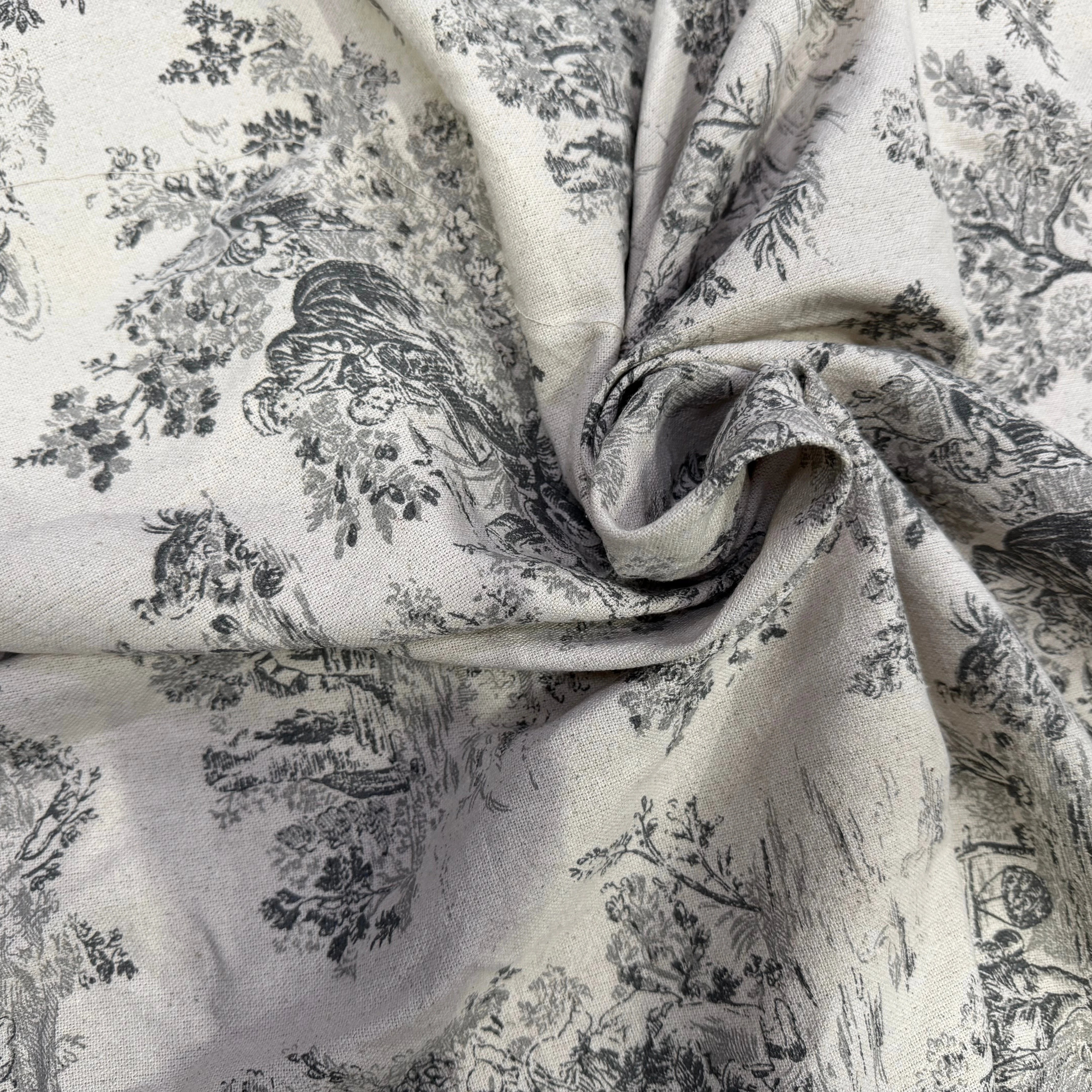 TOILE DE COTON GABRIELLE FUSAIN EFFET LIN 150 CM - My Little Coupon