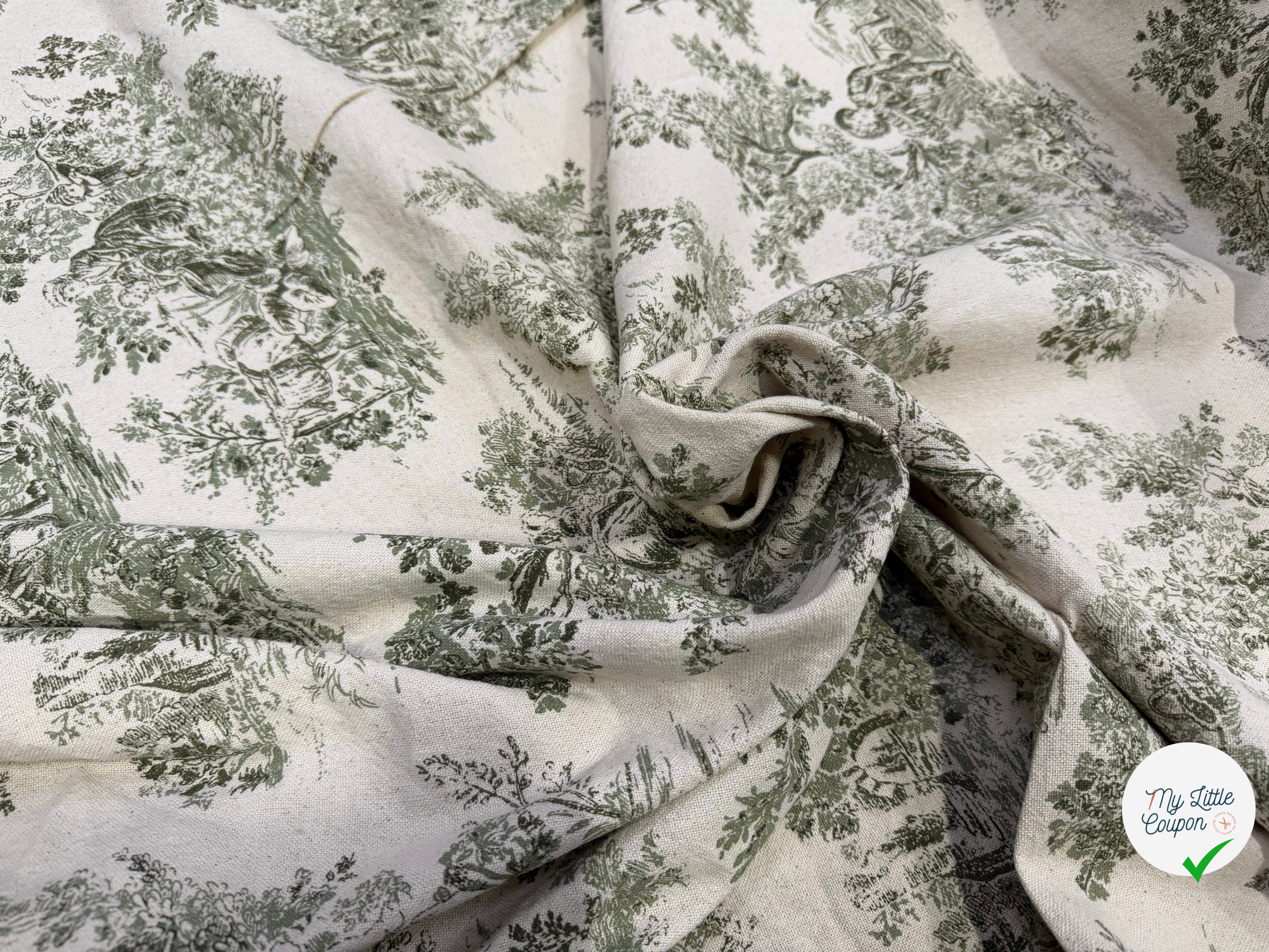 TOILE DE COTON GABRIELLE KAKI EFFET LIN 150 CM - My Little Coupon